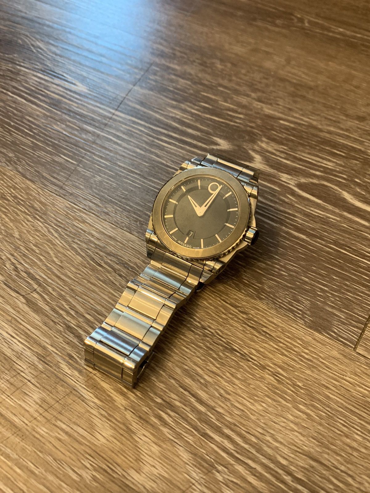 Movado 45MM Faceless Thick Stainless Stain Luxury Watch Size 46 - 2 Thumbnail