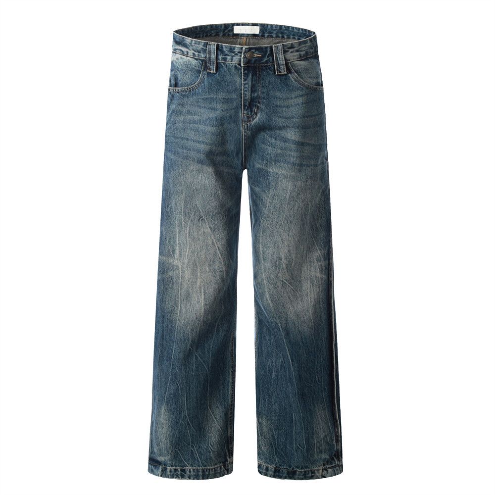 Japanese Brand × Jean Men's street punk distressed washed loose wide-leg jeans Size US 32 / EU 48 - 1 Thumbnail