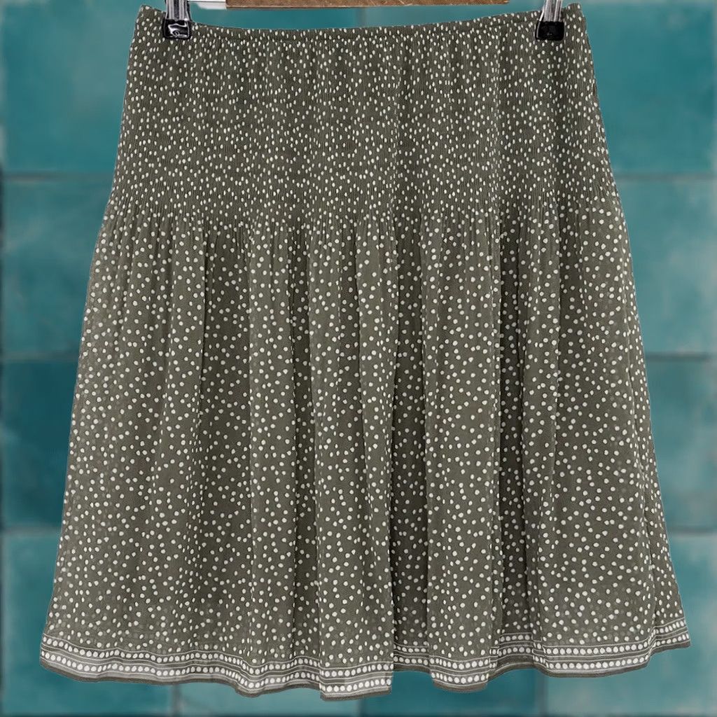 Vintage Max Studio Green & White Polka Dot Lined Short Skirt Sz Sm Boho Pull On Logo NWT Womens Size 28" / US 6 / IT 42 - 1 Thumbnail