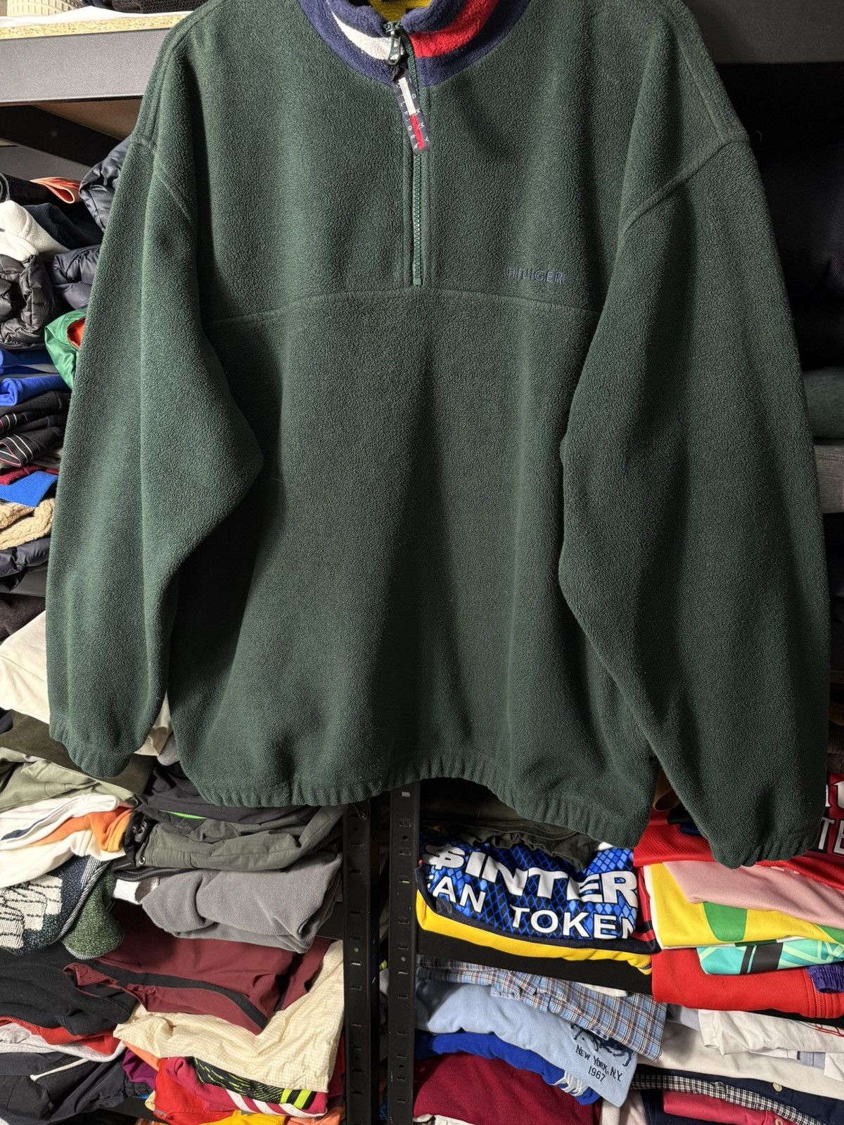 Tommy Hilfiger Vintage Tommy Hilfiger Fleece Jacket Quarter Zip USA Style Size US L / EU 52-54 / 3 - 3 Thumbnail
