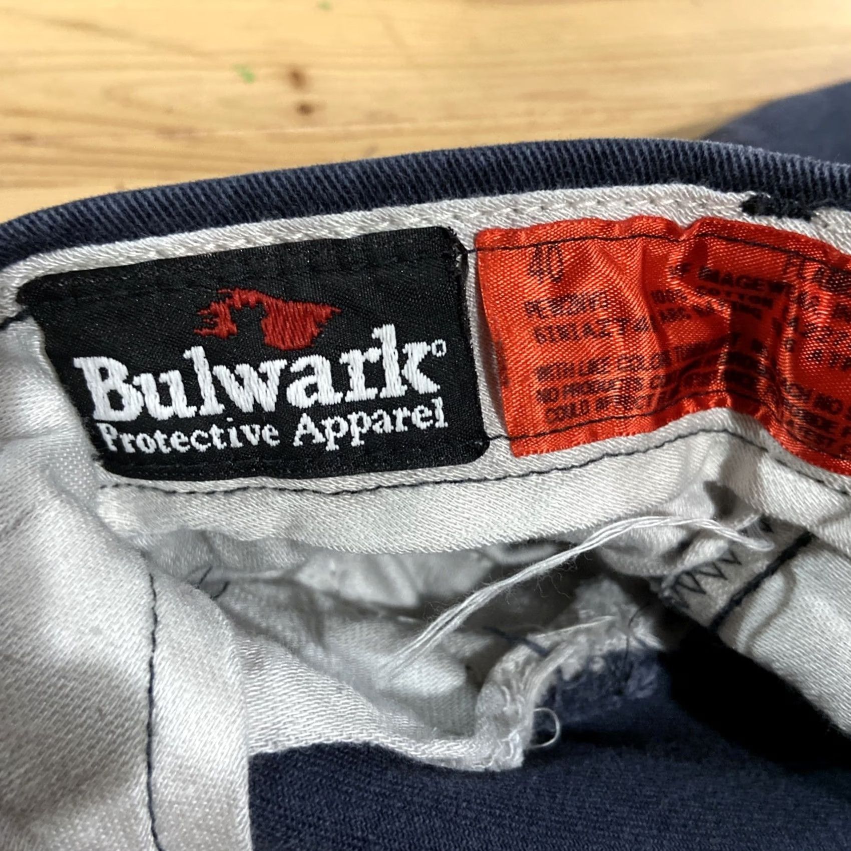 Vintage Bulwark FR Pants Mens 40 Navy Blue Cotton Straight Fire Resistant 40 Size US 38 / EU 54 - 3 Thumbnail