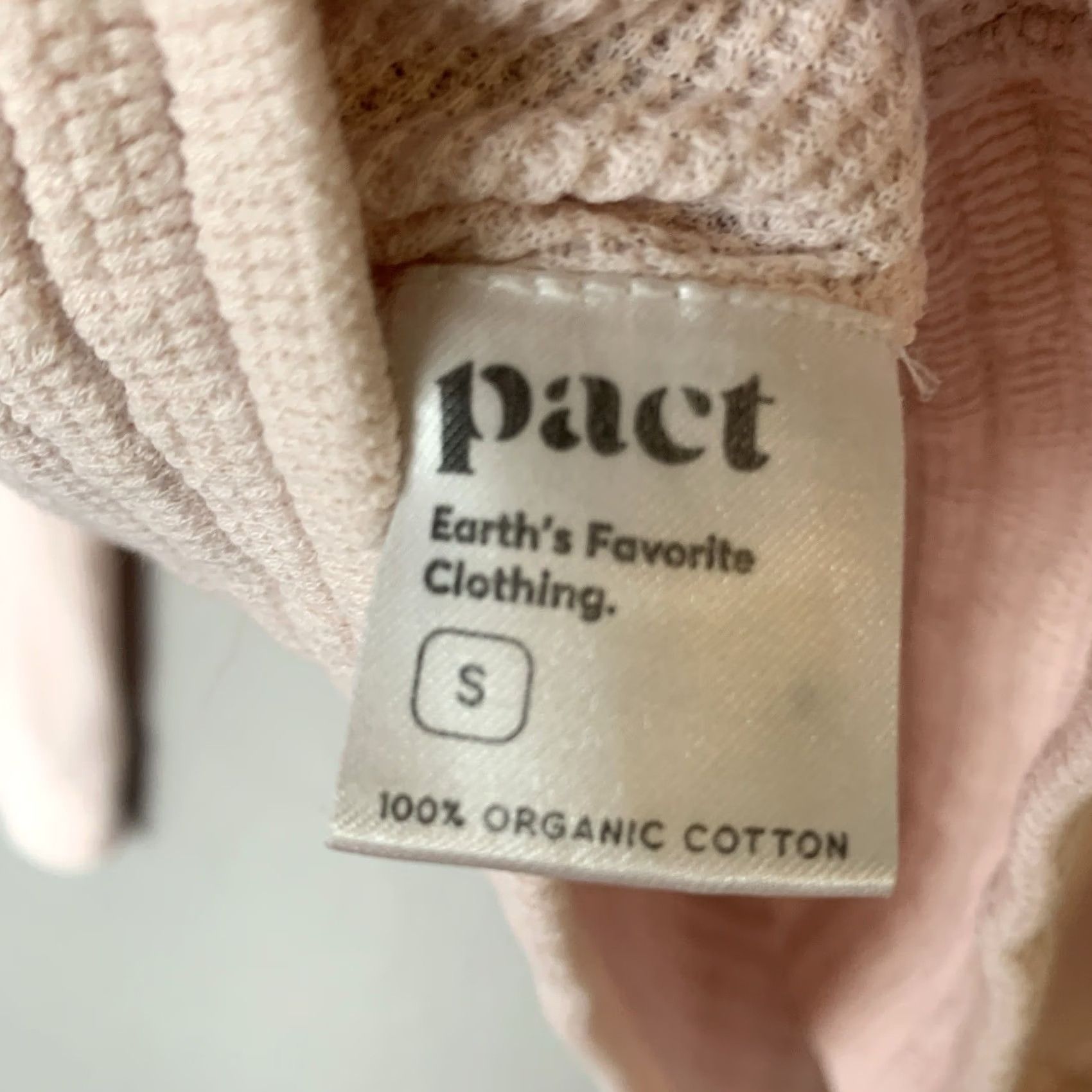 Vintage Pact Hoodie Women Small Pink Pullover Hooded Sweatshirt Organic Cotton Waffle Knit Size S / US 4 / IT 40 - 5 Thumbnail