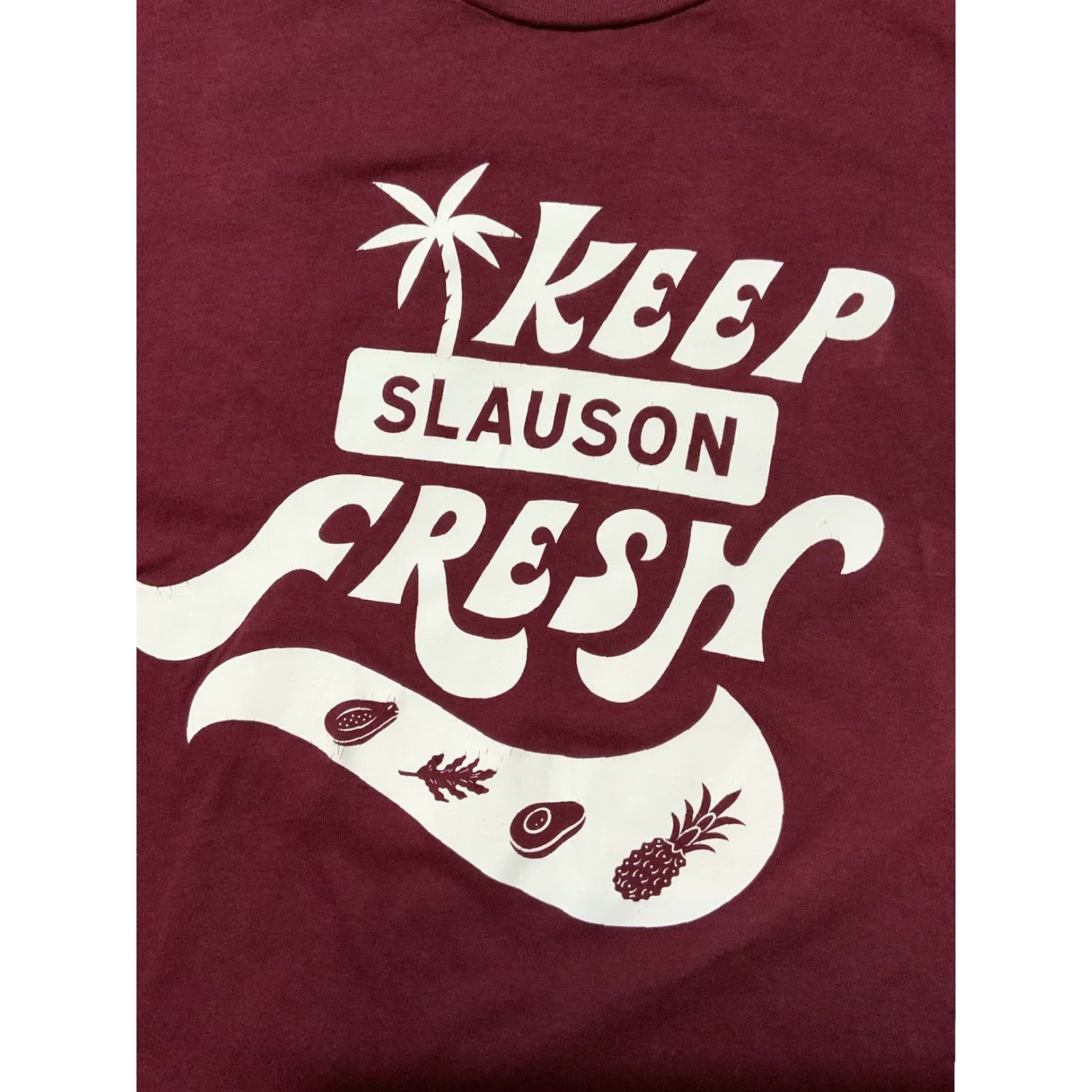 Vintage VINTAGE Suprmarkt T-Shirt Mens Shirt S/S Graphic Keep Slauson Fresh Los Angeles Grocery Maroon Sz. L Size US L / EU 52-54 / 3 - 5 Thumbnail