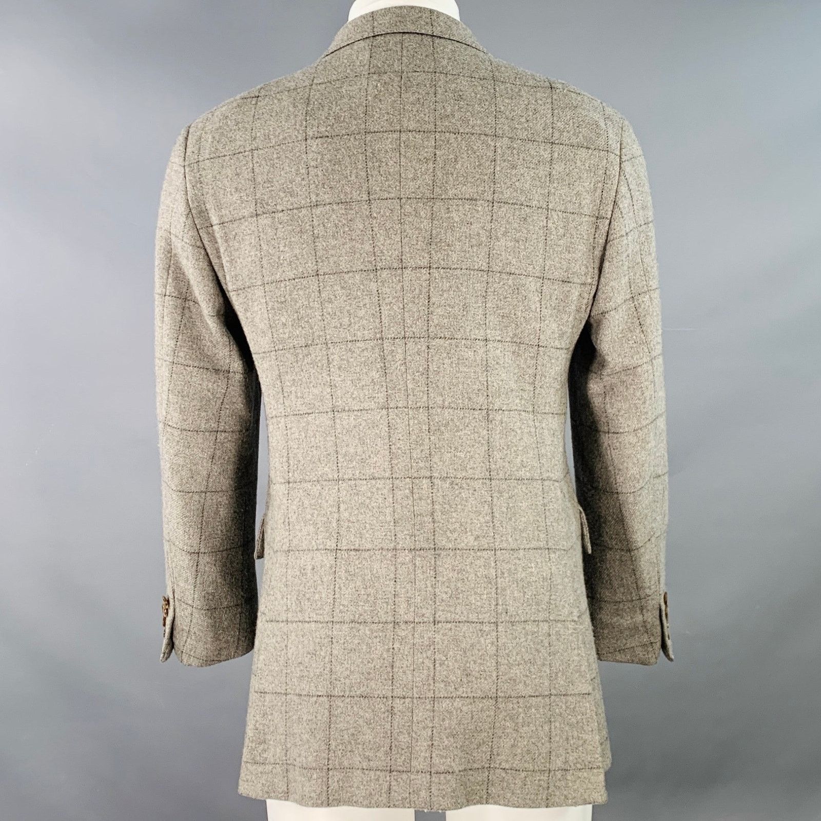 Ralph Lauren Size 38 Regular Grey Black Window Pane Cashmere Sport Coat Size 38R - 3 Thumbnail