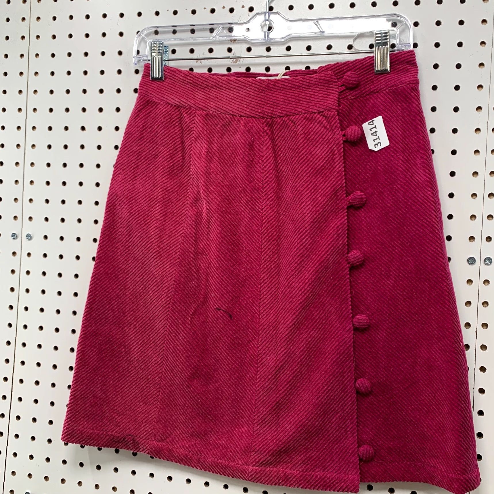 Vintage VINTAGE FRNCH Corduroy Skirt Women's Small Fuchsia Pink Knee-Length A-Line Button 90s Fashion Size 28" / US 6 / IT 42 - 4 Thumbnail