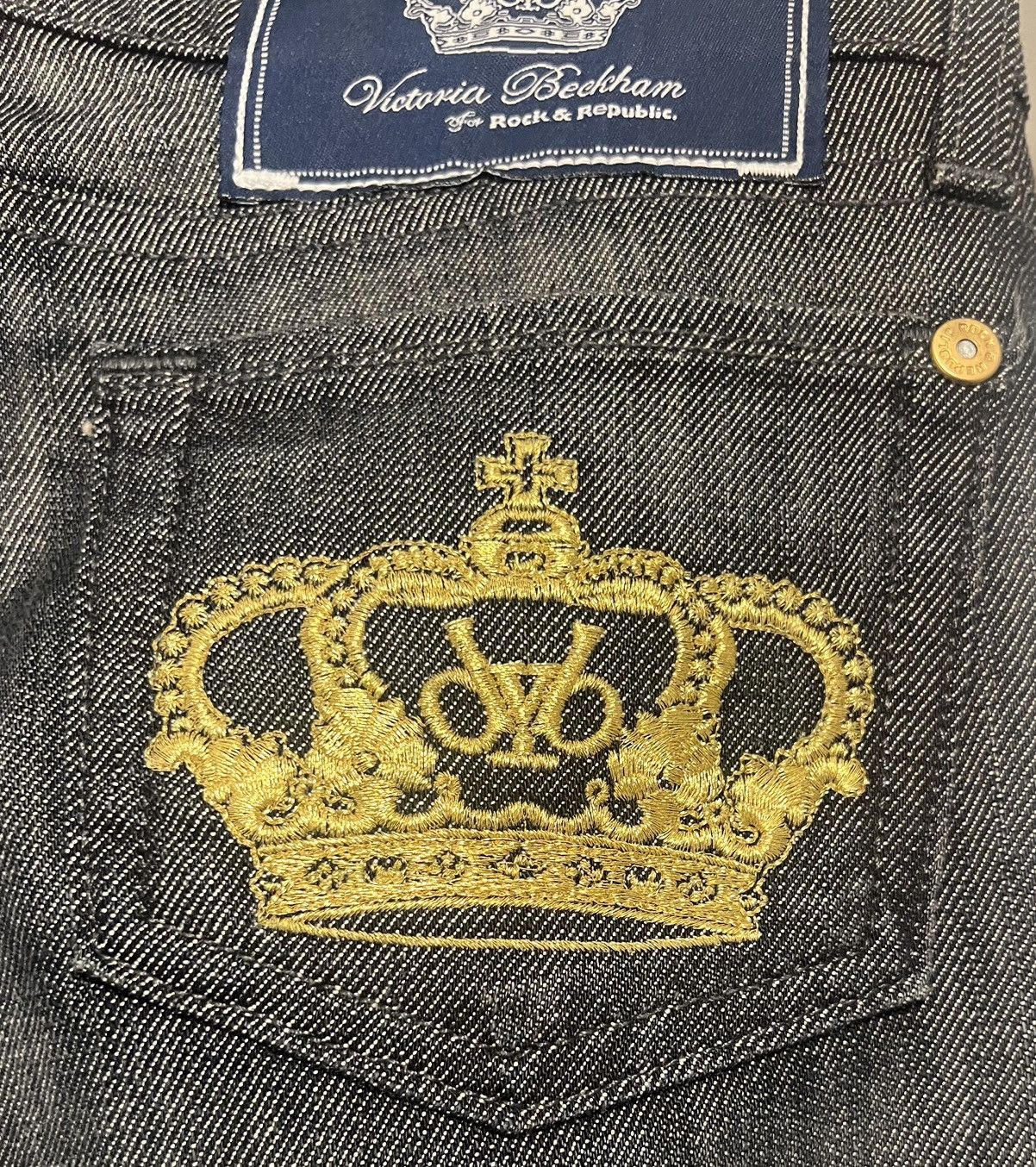 Jean Authentic Victoria Beckham Rock & Republic jeans gold crown Size 26" / US 2 / IT 38 - 10 Thumbnail