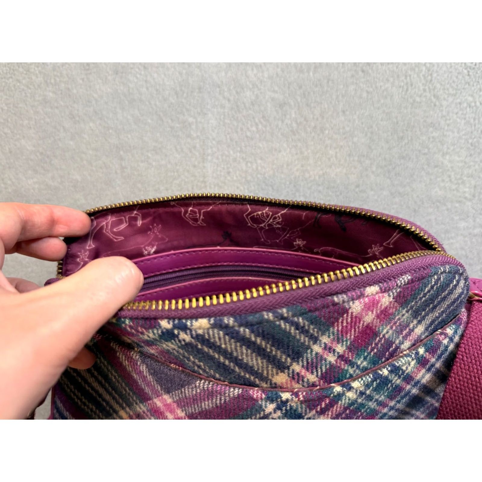 Vintage NESS Wool Blend Shoulder Bag Purple Women Size ONE SIZE - 7 Thumbnail