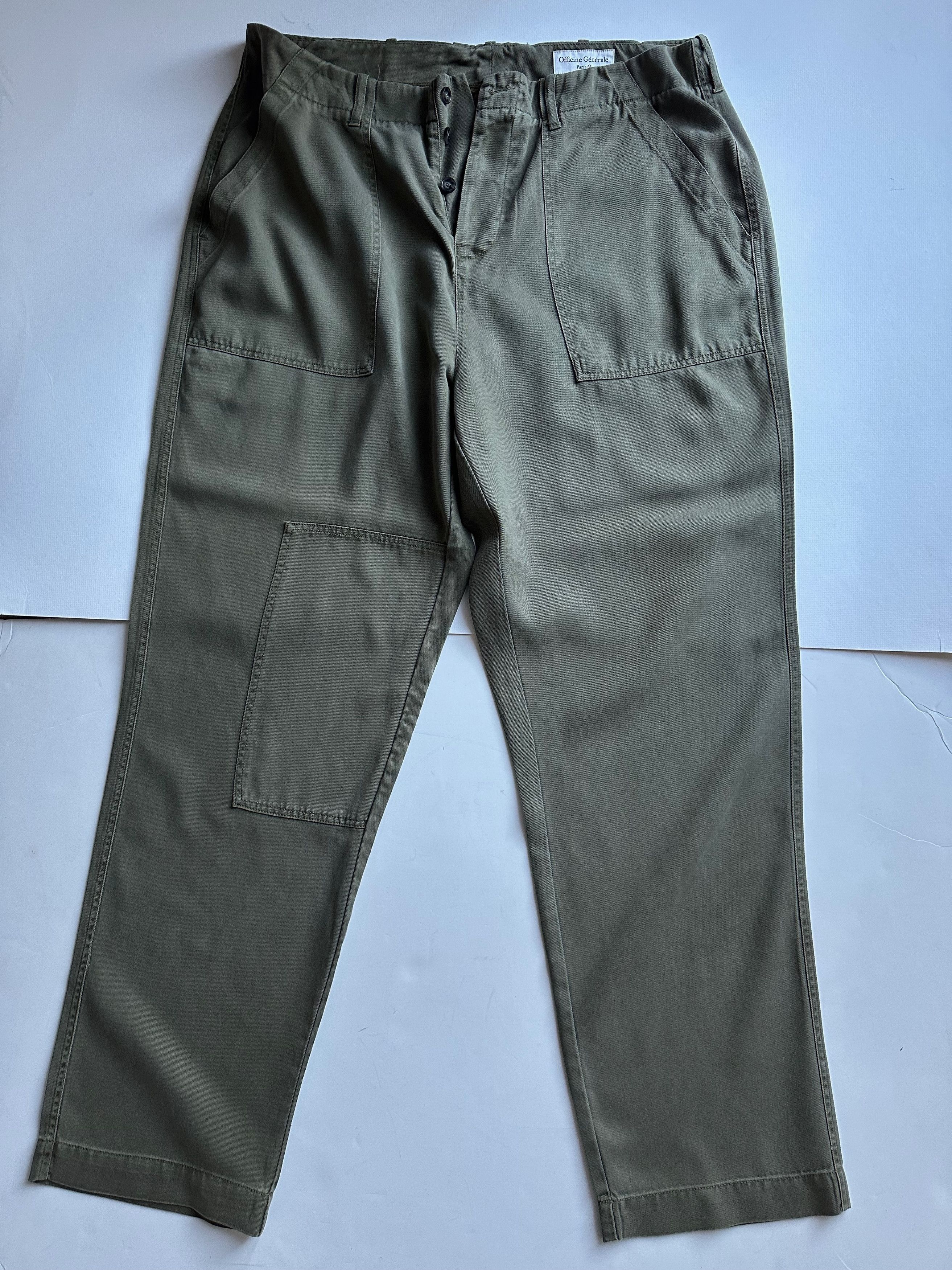 Officine Generale Officine Generale Gregoire Pants - Olive - Size 54 Size US 38 / EU 54 - 1 Thumbnail