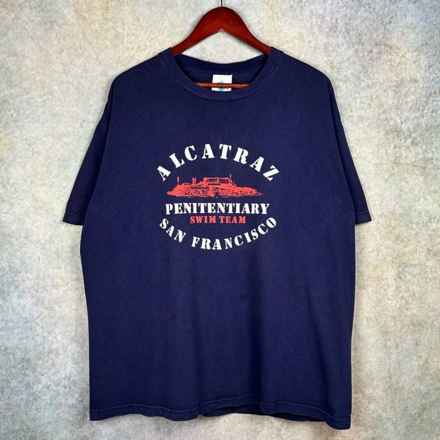 Vintage Vintage Alcatraz Penitentiary Swim Team T Shirt Sz XL Navy Size US XL / EU 56 / 4 - 1 Thumbnail