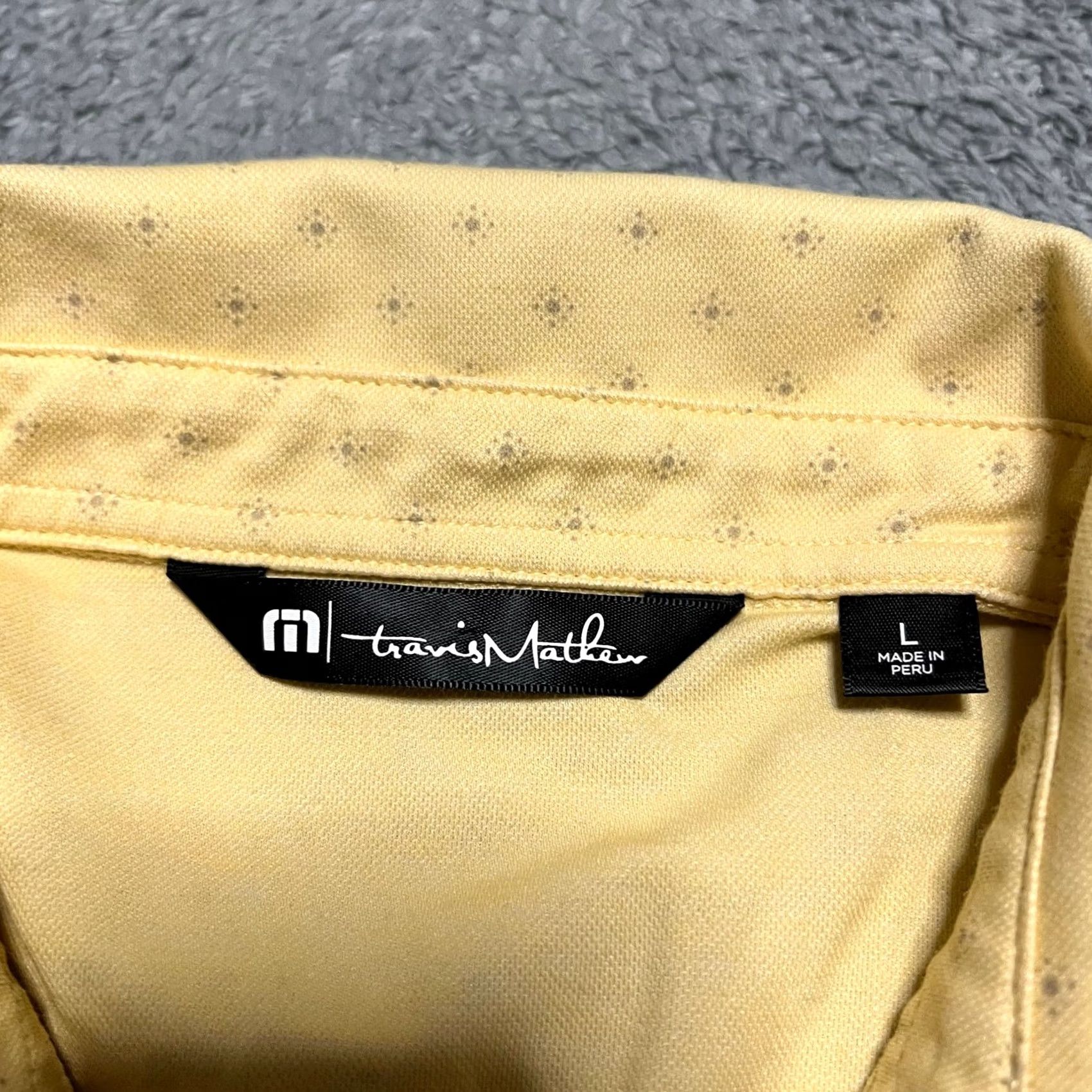 TravisMathew Travis Mathew Polo Shirt Mens Large Yellow Golf Performance All Over Print L Mens Size US L / EU 52-54 / 3 - 6 Thumbnail
