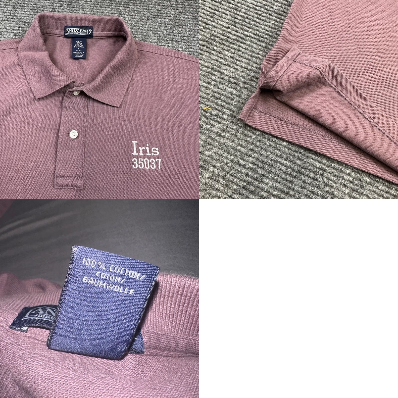 Lands' End VINTAGE Lands' End Polo Shirt Men L Short Sleeve Embroidered Logo Made In USA 90s Golf IRIS Size US L / EU 52-54 / 3 - 8 Thumbnail