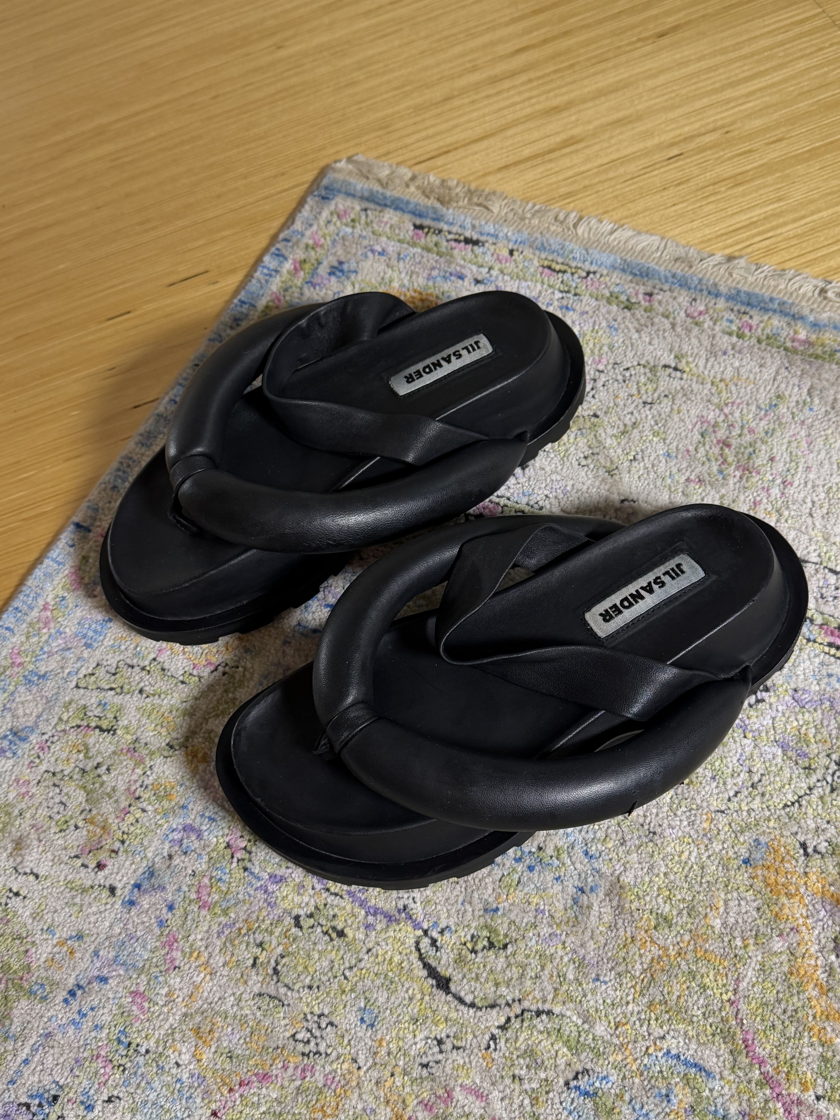 Jil Sander Jil Sander Padded Leather Sandals in Black Size US 10 / IT 40 - 3 Thumbnail
