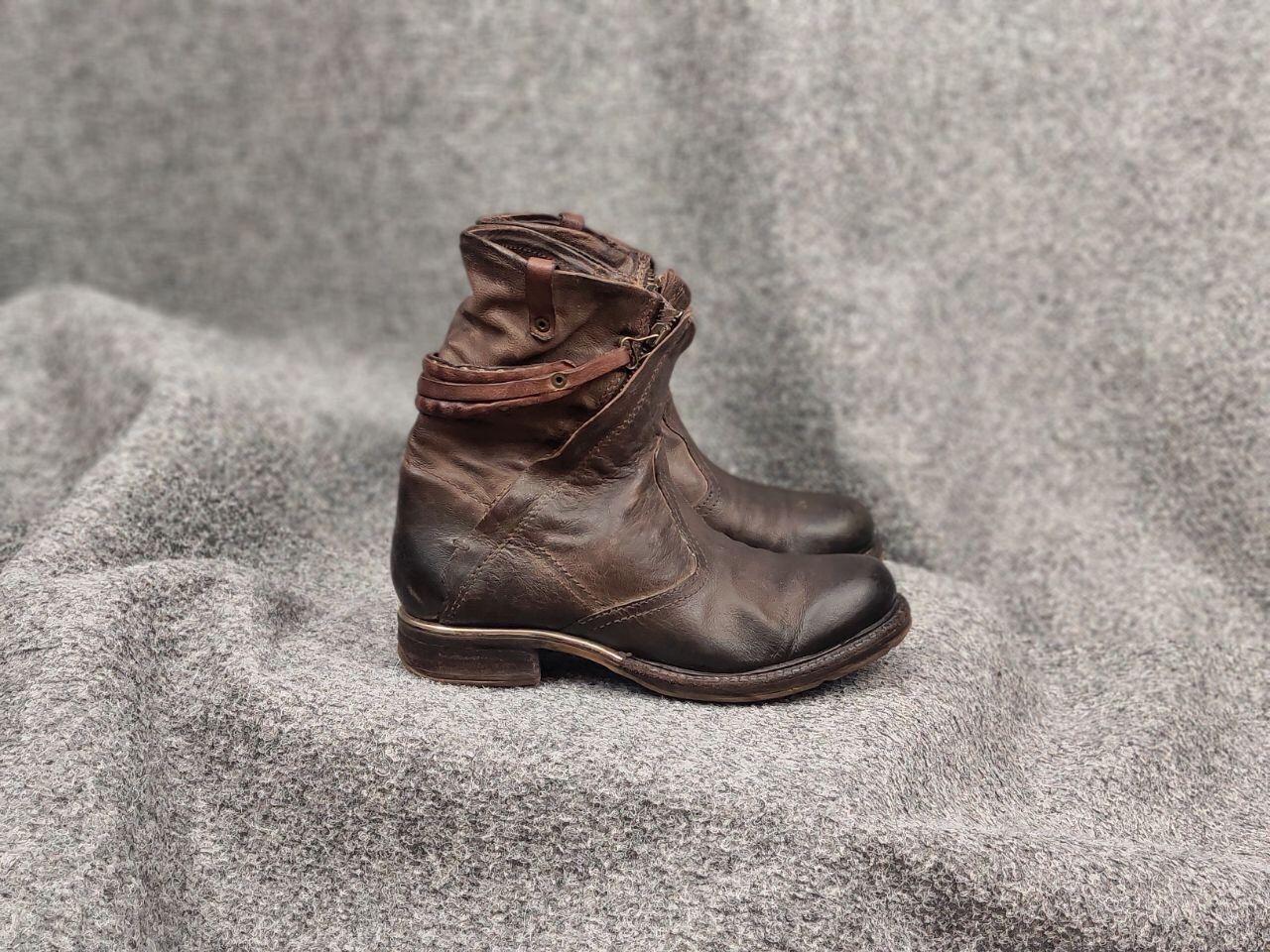 A.S.98 Airstep 98 Design Zipper Brown Leather Ankle Women Boots Size US 7 / IT 37 - 2 Thumbnail