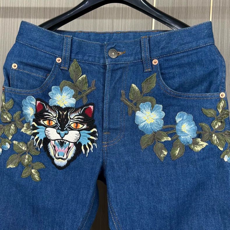 Gucci Gucci Tiger head floral embroidered jeans 2504-Nextarrow Size US 29 - 3 Thumbnail