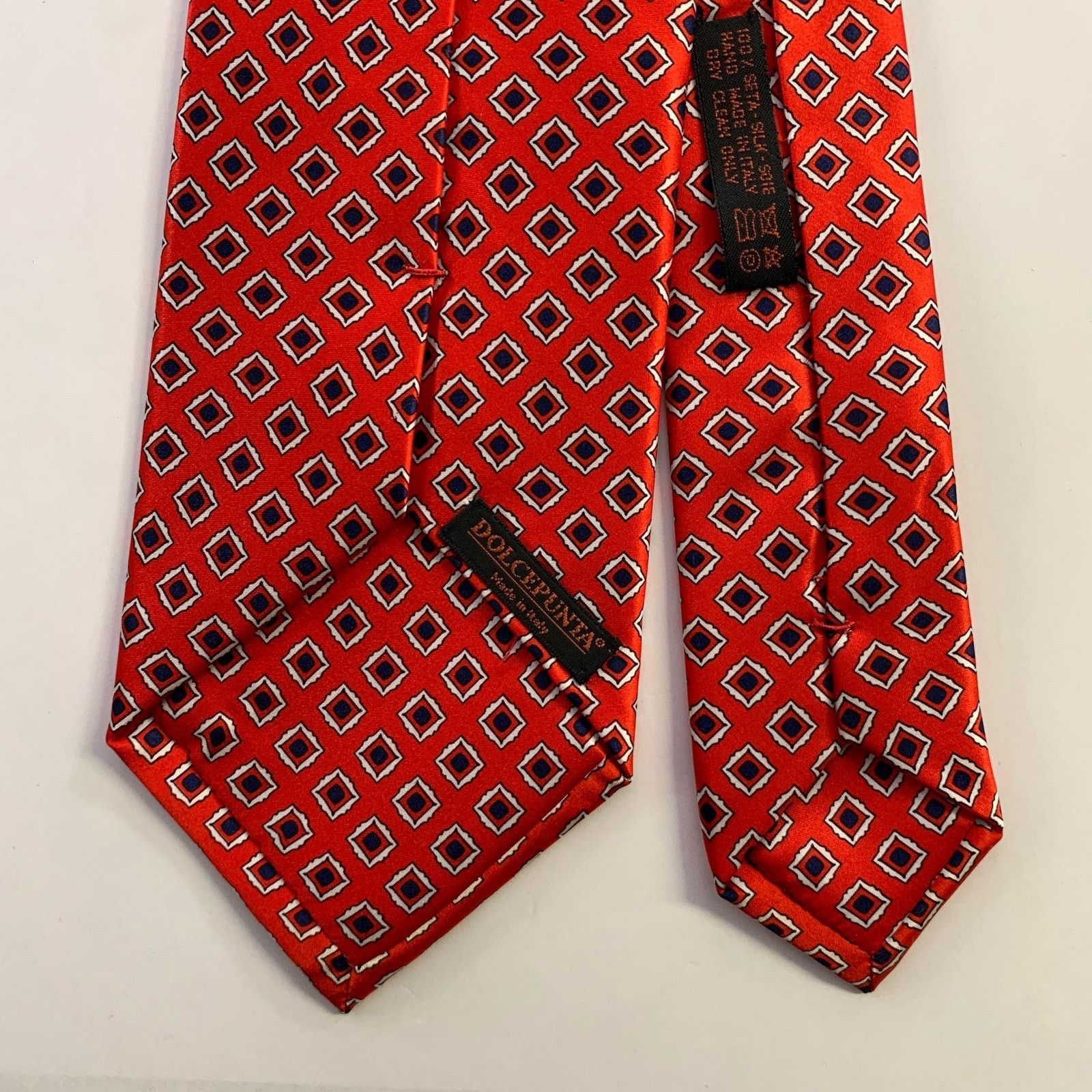 Dolcepunta DOLCEPUNTA Red Navy Diamond Silk Tie Size ONE SIZE - 3 Thumbnail