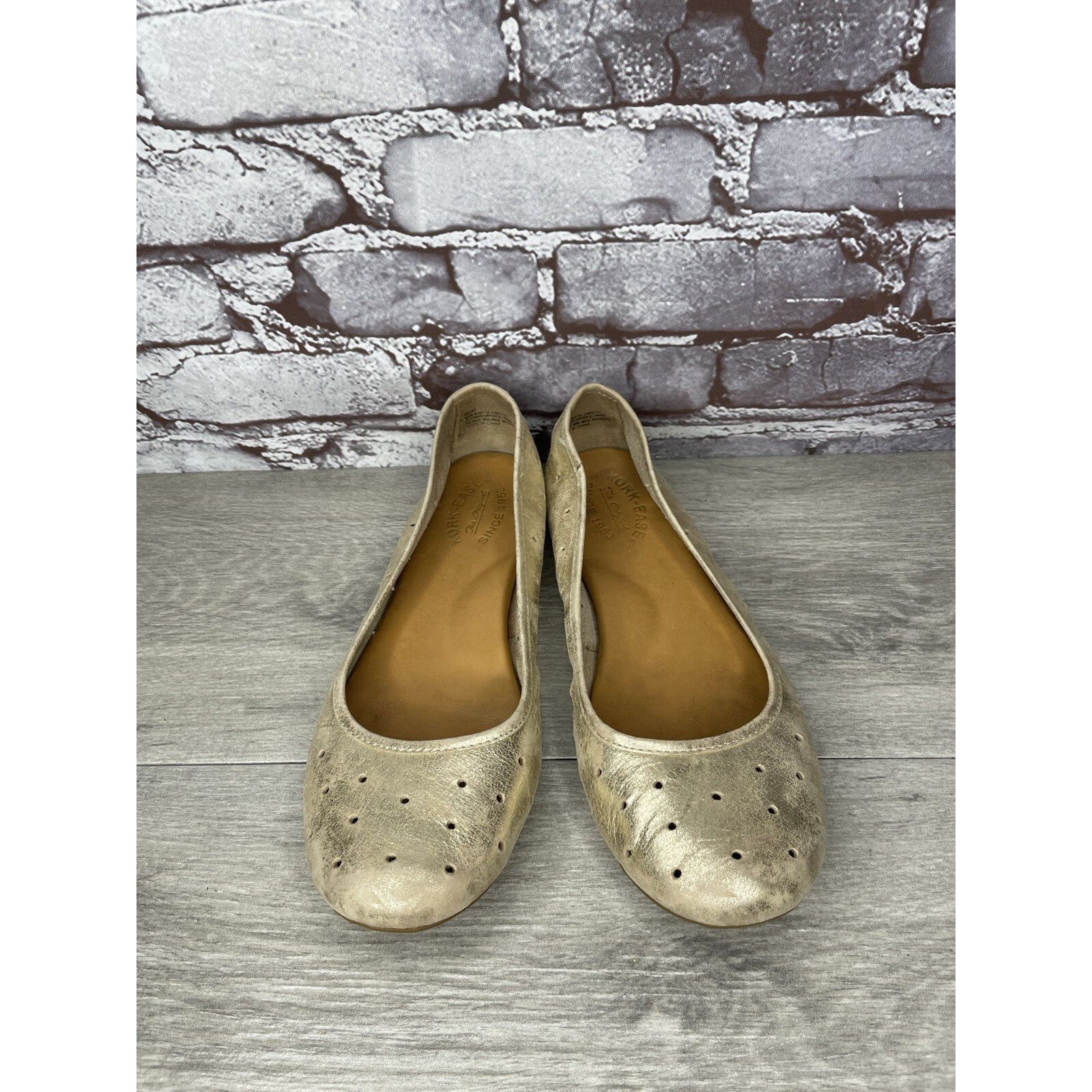 AFFXWRKS Kork Ease Metallic Gold Leather Perforated Ballet Flats Shoe Size US 11 / IT 41 - 11 Thumbnail