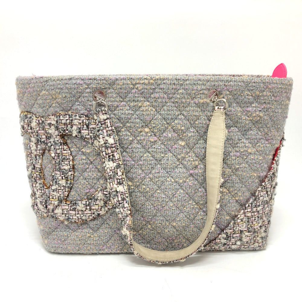 Chanel Cc Coma Mark Cambon Line Large Shoulder Bag Shawl Tote Tweed Women Purple