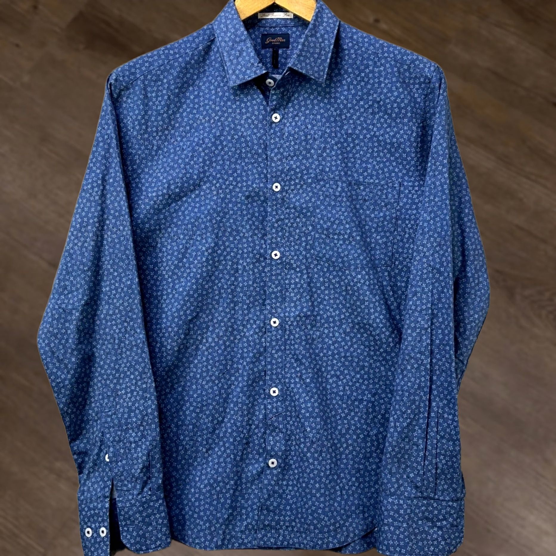 Vintage Good Man Mens Small Blue Geometric Long Sleeve Button Up Shirt Size US S / EU 44-46 / 1 - 1 Thumbnail