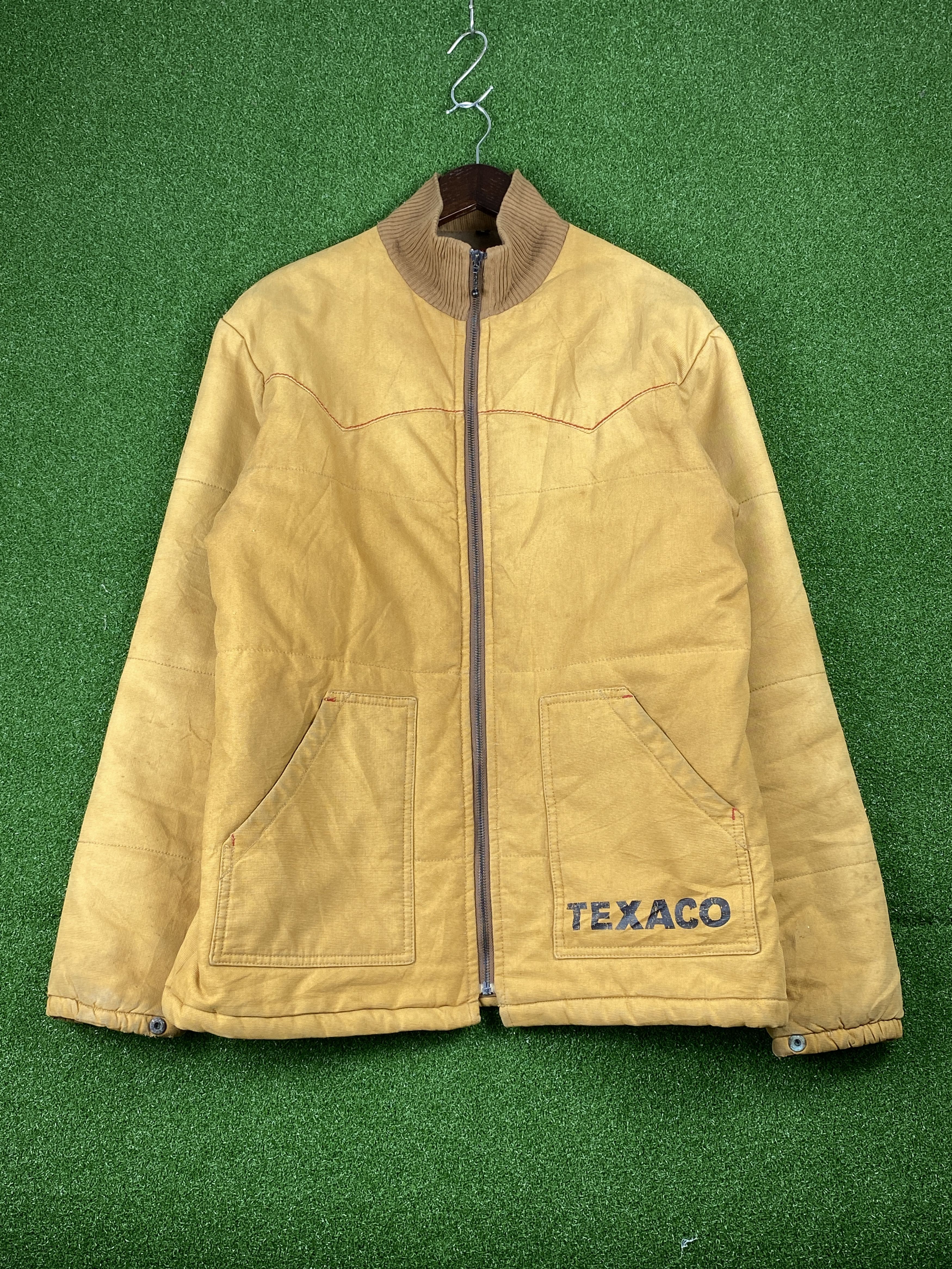 image of Vintage Texaco Puffer Faded Jacket in Faded Yellow, Men's (Size Medium)