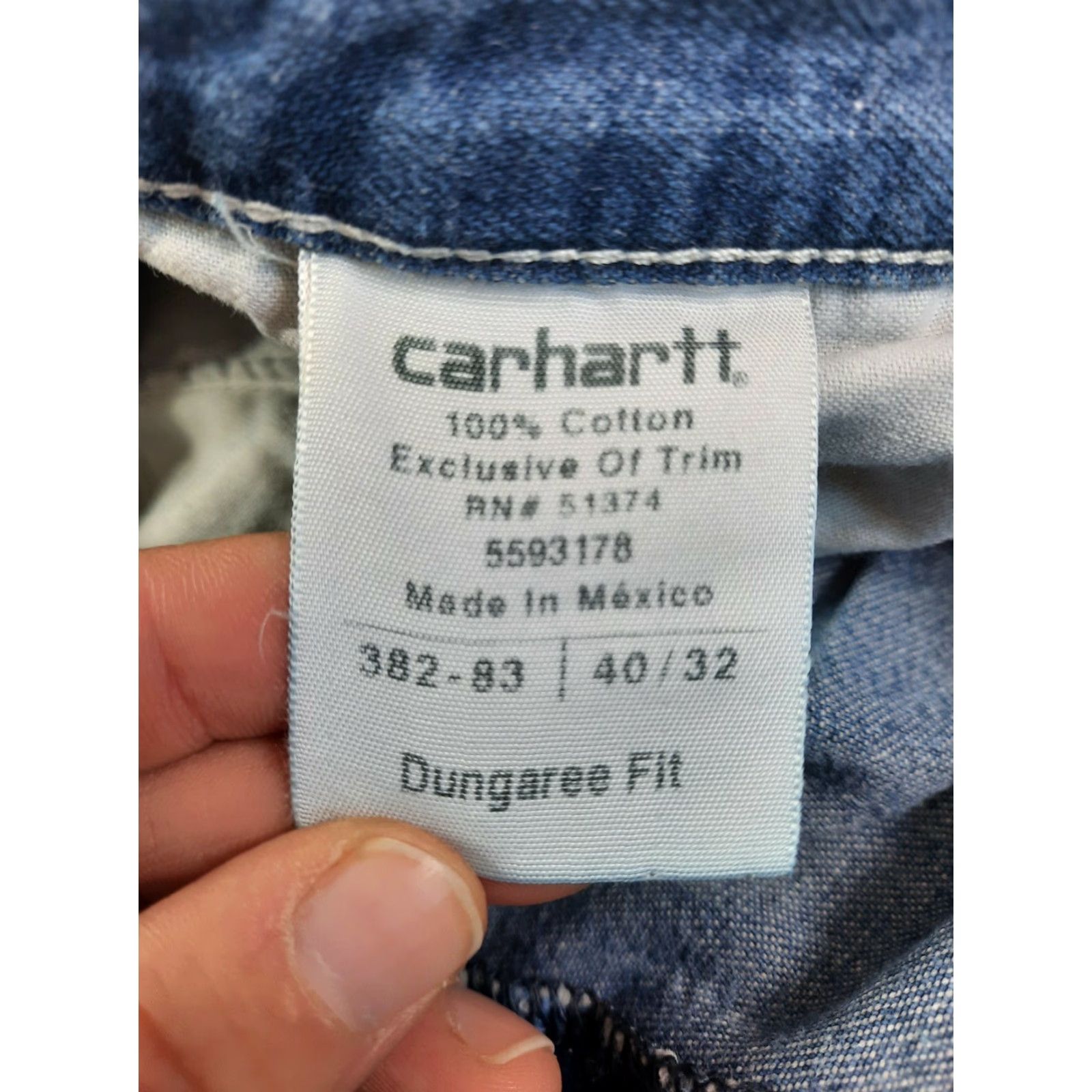 Carhartt Carhartt Men's Carpenter Jeans Size 40x32 Workwear Dungaree Fit 382-83 WW Dark Blue Denim Regular Rise 11.5in Inseam 32in Pants Mens Shirt Size US 40 / EU 56 - 3 Thumbnail