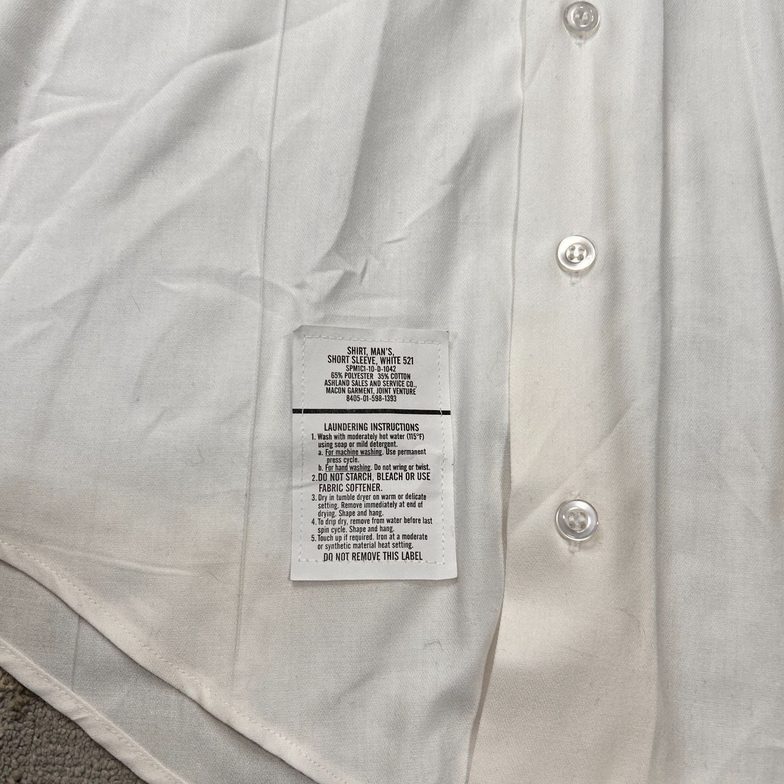 & Other Stories Defense Logistics Agency Military Shirt Men's 15 White Cotto Size US M / EU 48-50 / 2 - 5 Thumbnail