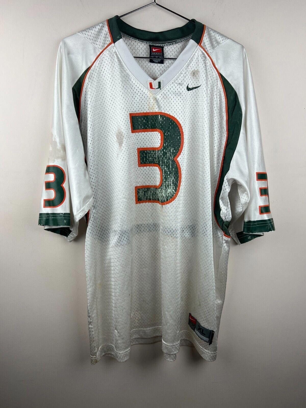 Nike Maimi Hurricanes Jersey Men's XL White Nike NCAA Football Size ONE SIZE - 1 Thumbnail