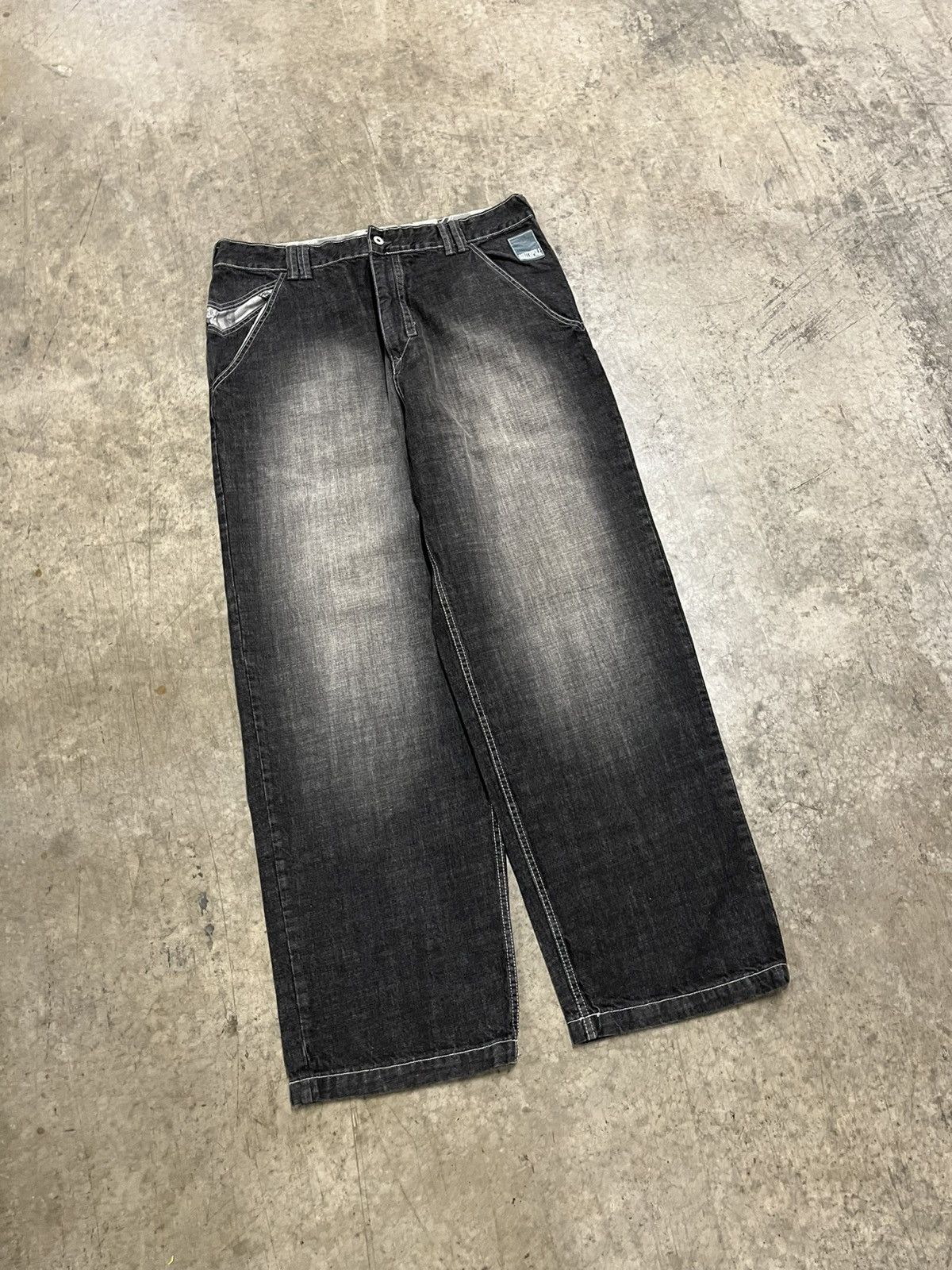 Southpole × Vintage Southpole black baggy fit wide leg faded denim opium skater Size US 40 / EU 56 - 5 Thumbnail