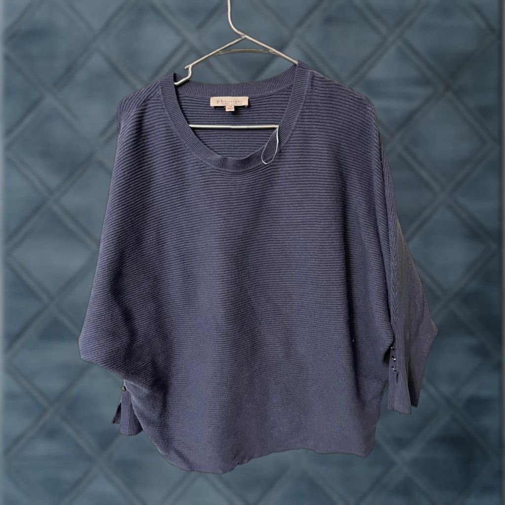 Vintage PHILOSOPHY Pullover Sweater Long Sleeve V-Neck Blue XS? (Note: Original size 1X) Size XL / US 12-14 / IT 48-50 - 1 Thumbnail
