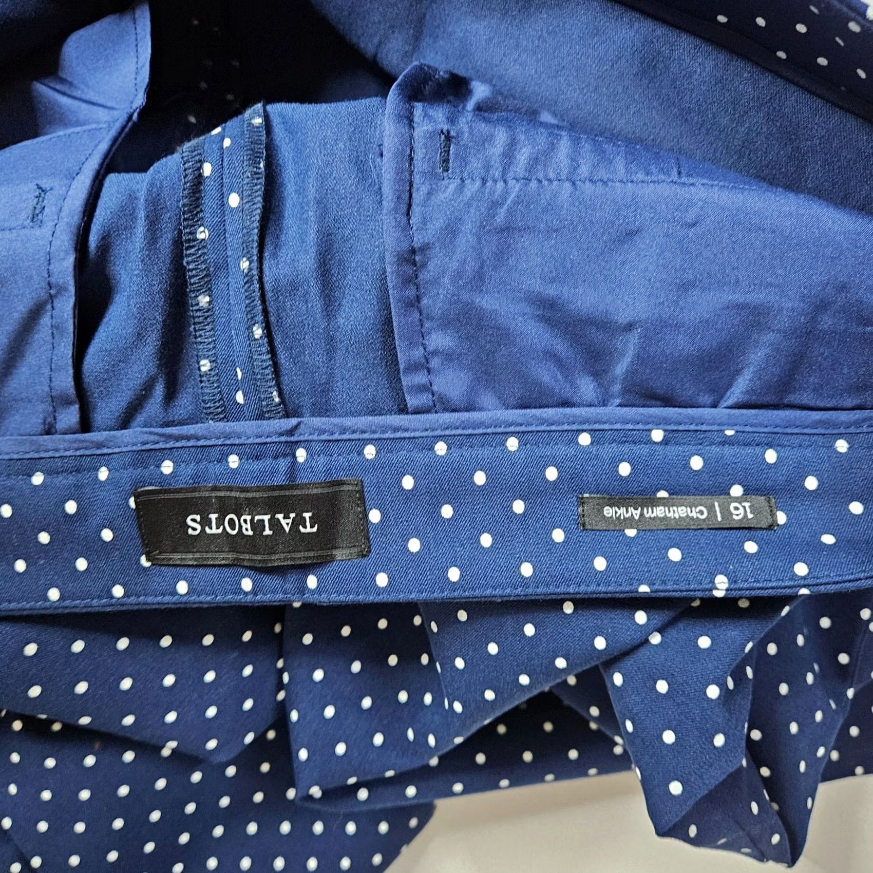 Talbots TALBOTS Women’s Navy White Polka Dot Chatham Ankle Pant Size 16 Size 38" / US 16 / IT 52 - 4 Thumbnail