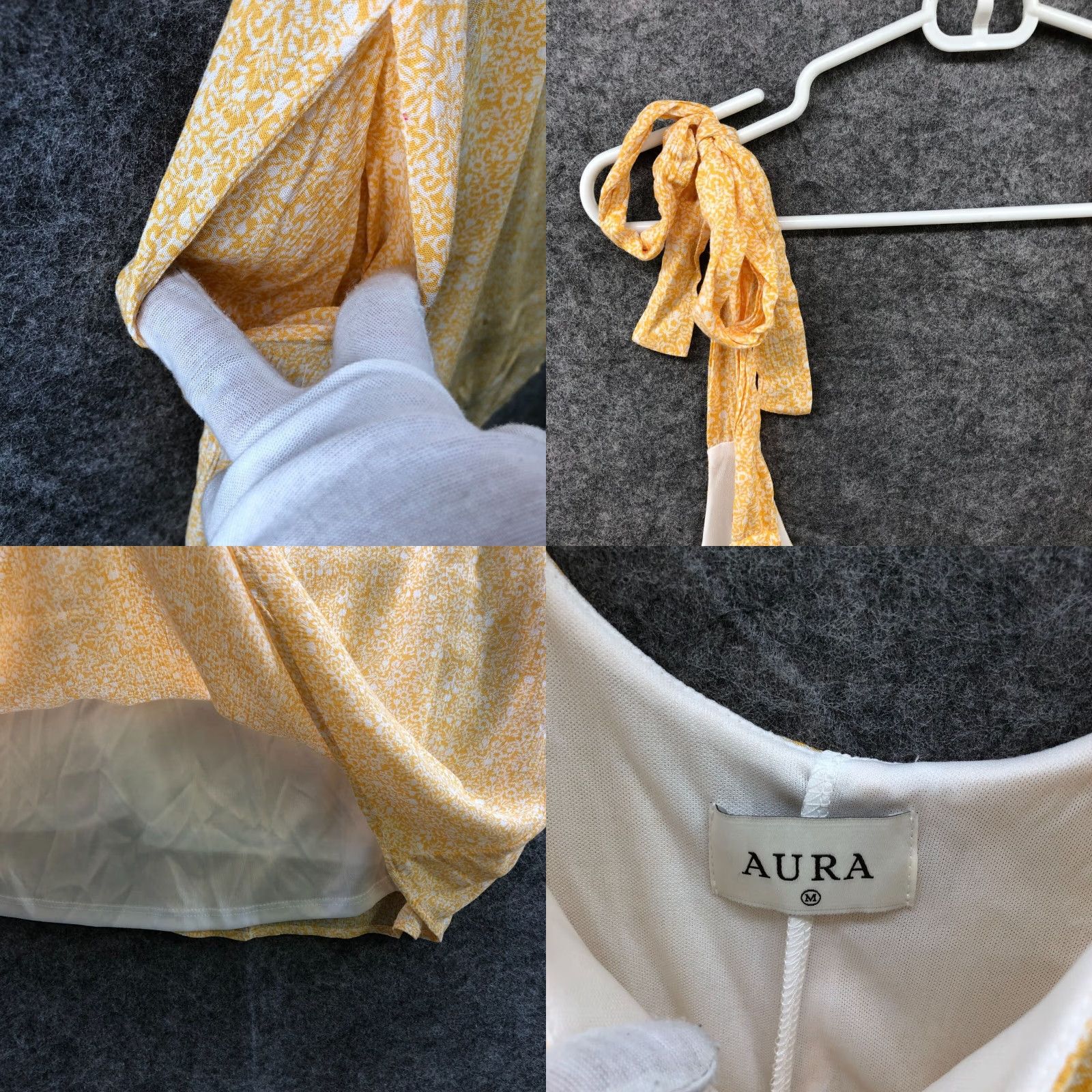Vintage VINTAGE Aura Women's Mini Dress Sleeveless Yellow Floral Rayon Short A-Line Summer Spring Pockets Size M Size M / US 6-8 / IT 42-44 - 8 Thumbnail