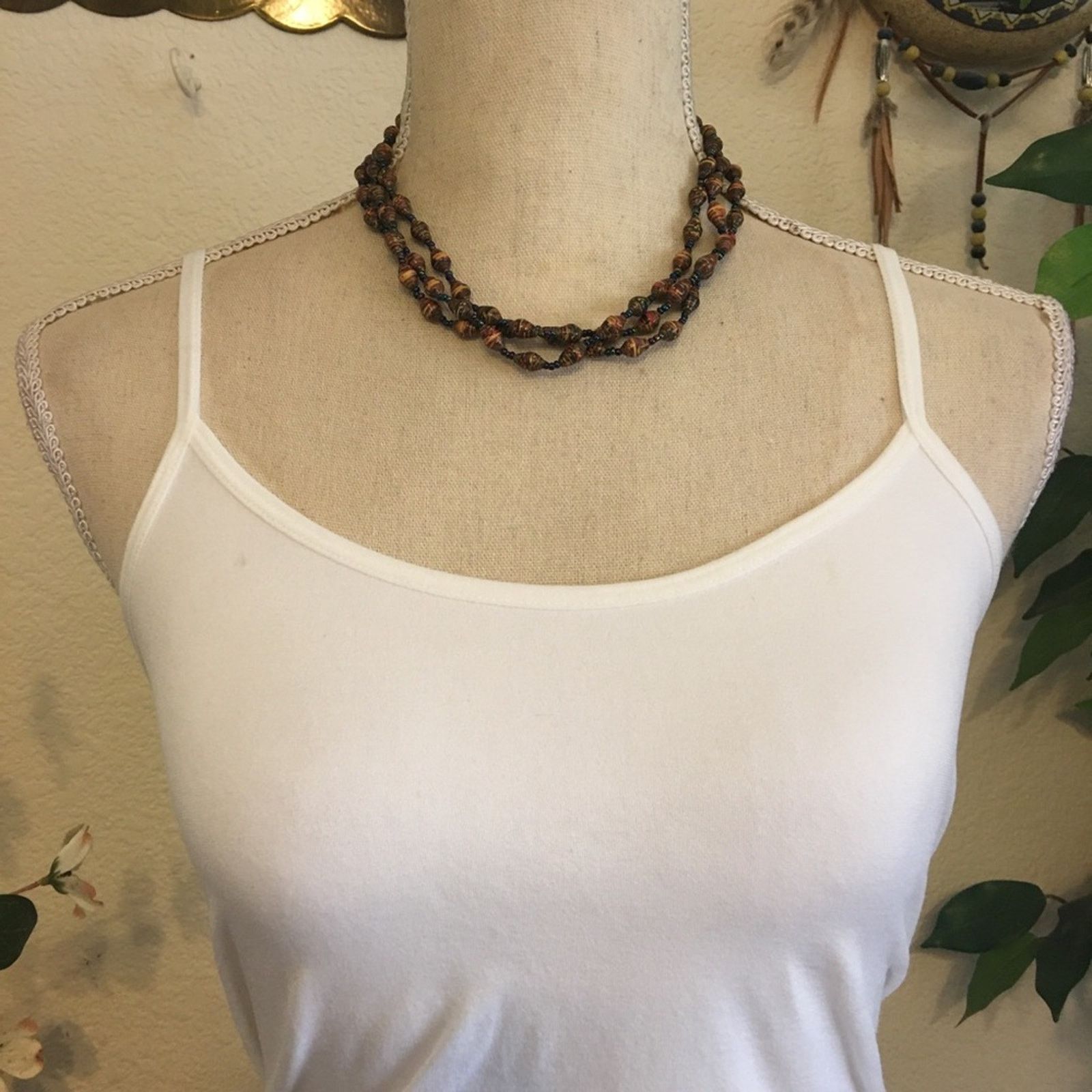 Jewelry Handmade multi strand paper bead choker necklace Size ONE SIZE - 3 Thumbnail