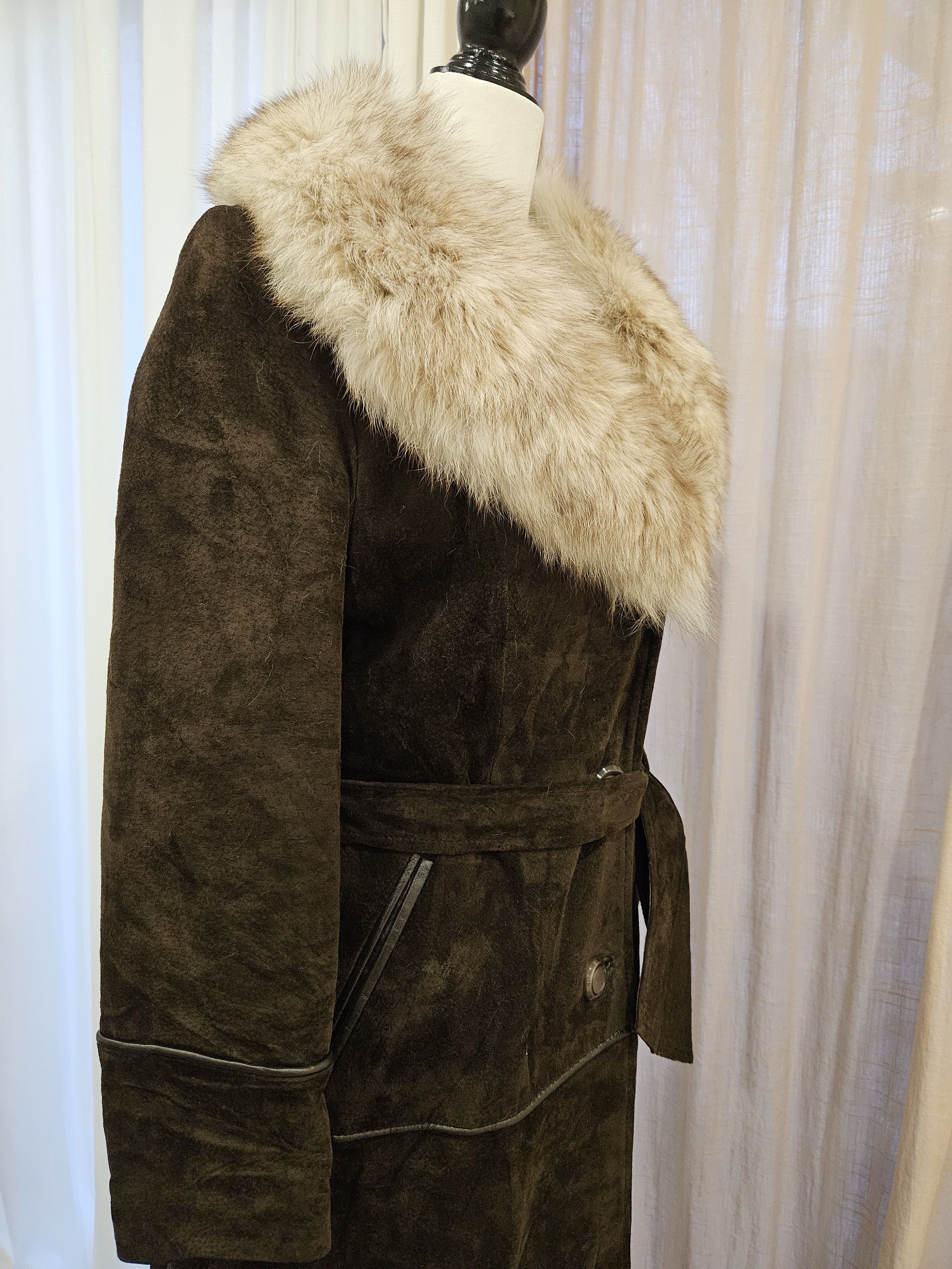 Vintage Vintage Suede Leather Fit-Flare Boho Princess Real Fur Coat Size M / US 6-8 / IT 42-44 - 21 Thumbnail