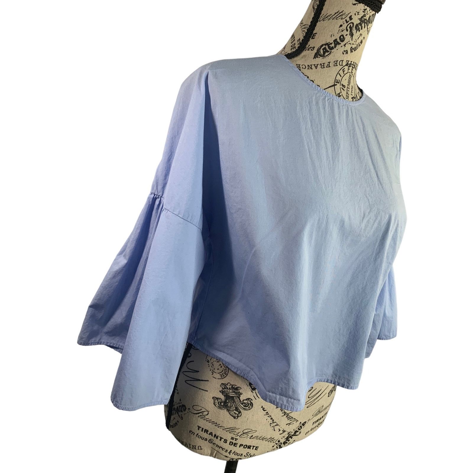 Zara Zara Cropped Blouse Bell Shape 3/4 Sleeve Cotton Women Small Size S / US 4 / IT 40 - 4 Thumbnail