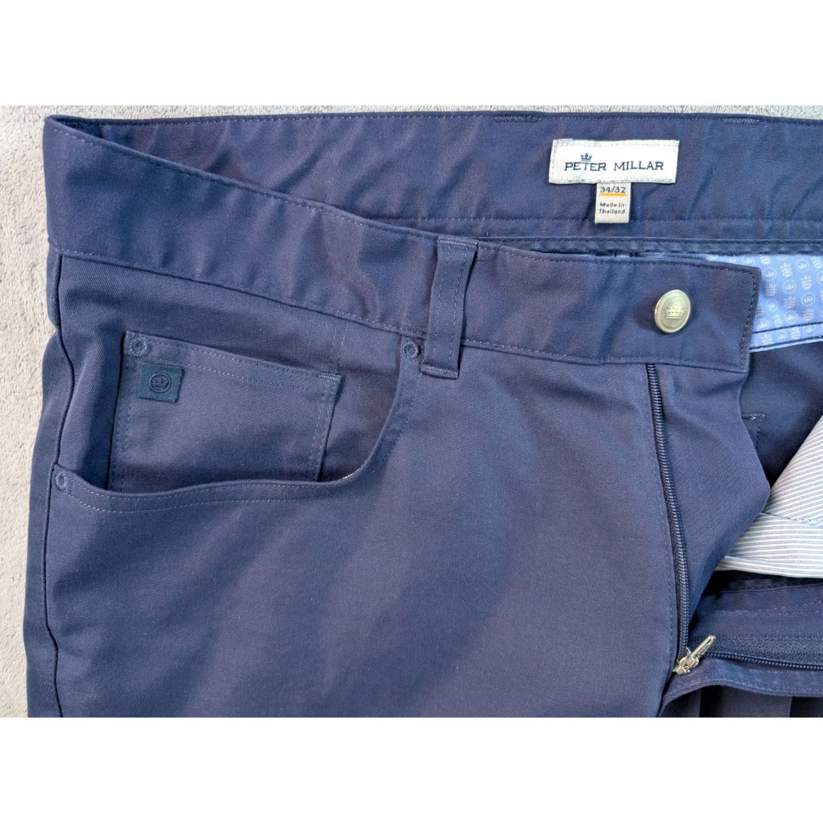 Peter Millar Peter Millar Pants Mens 34x32 Blue Eb66 Performance Chino Golf Casual Tech Sports Pants Mens Blue 34x32 Chino Straight 5-Pocket Regular/Adult Mens Size US 34 / EU 50 - 4 Thumbnail