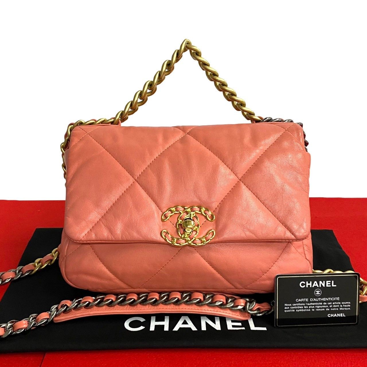 Chanel Chanel 19 Lambskin Shoulder Bag Leather Shoulder Bag in Pink, Women's