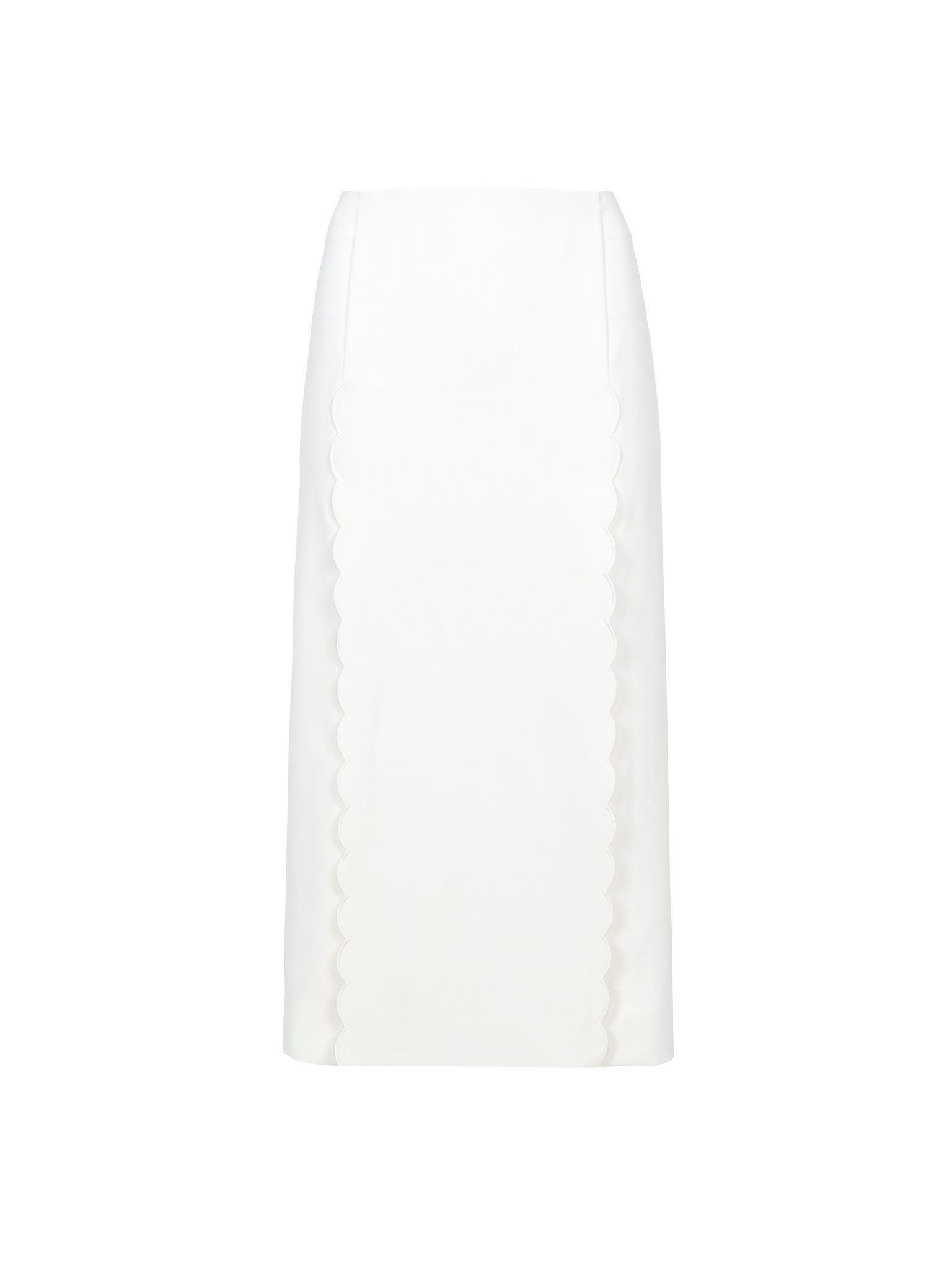 o1loc1c11025 Scallop Embroidered Column Skirt in White