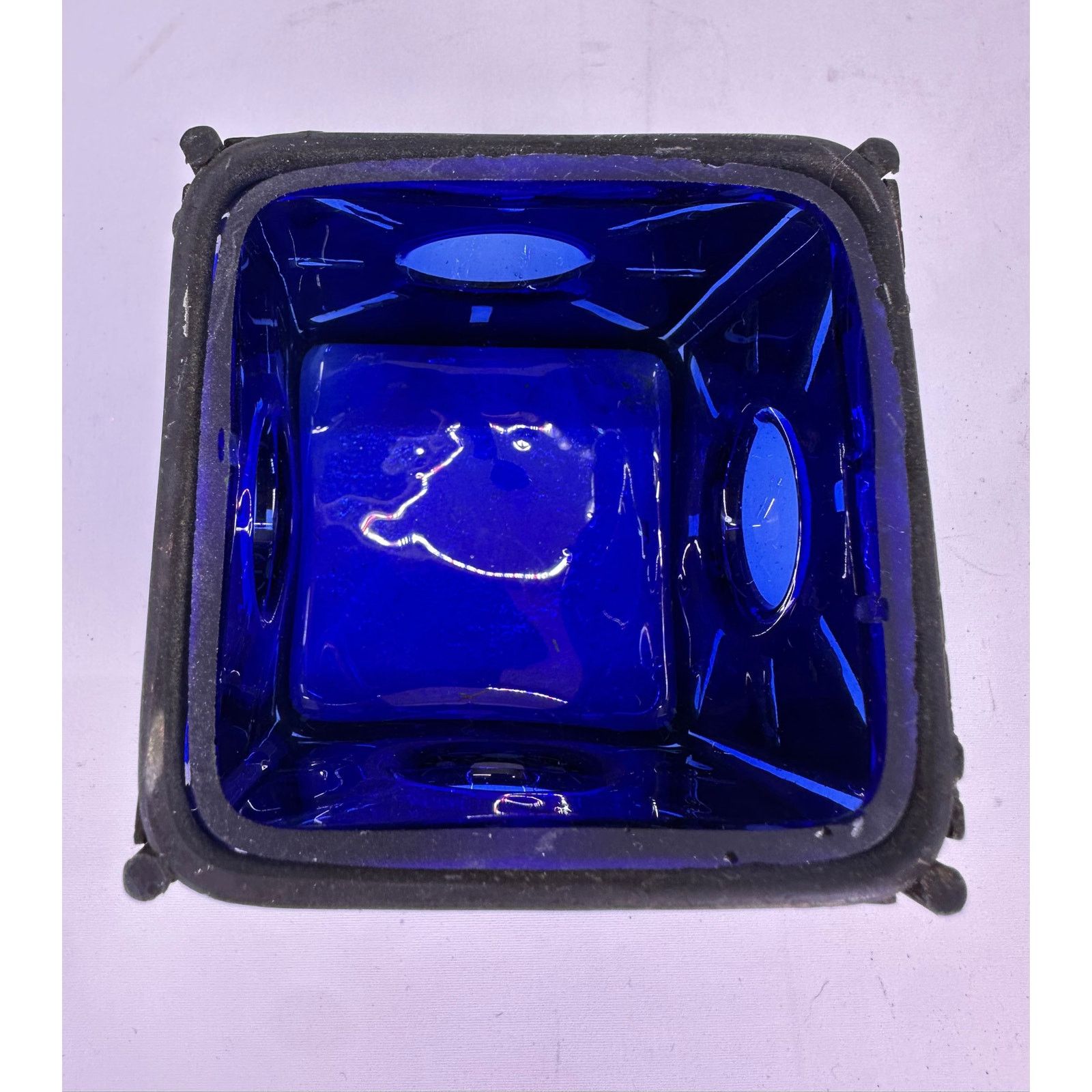 & Other Stories Vintage Thick 3" X 3" Square Cobalt Blue Glass CandleHolder Size ONE SIZE - 7 Thumbnail