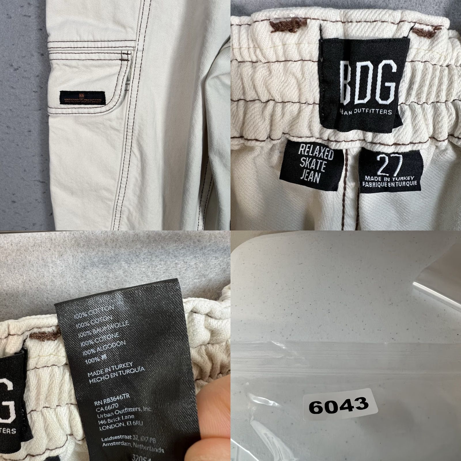 Urban Outfitters VINTAGE Urban Outfitters BDG Cream Relaxed SKATE Cargo Baggy Denim Women’s 27 Ivory Size ONE SIZE - 8 Thumbnail