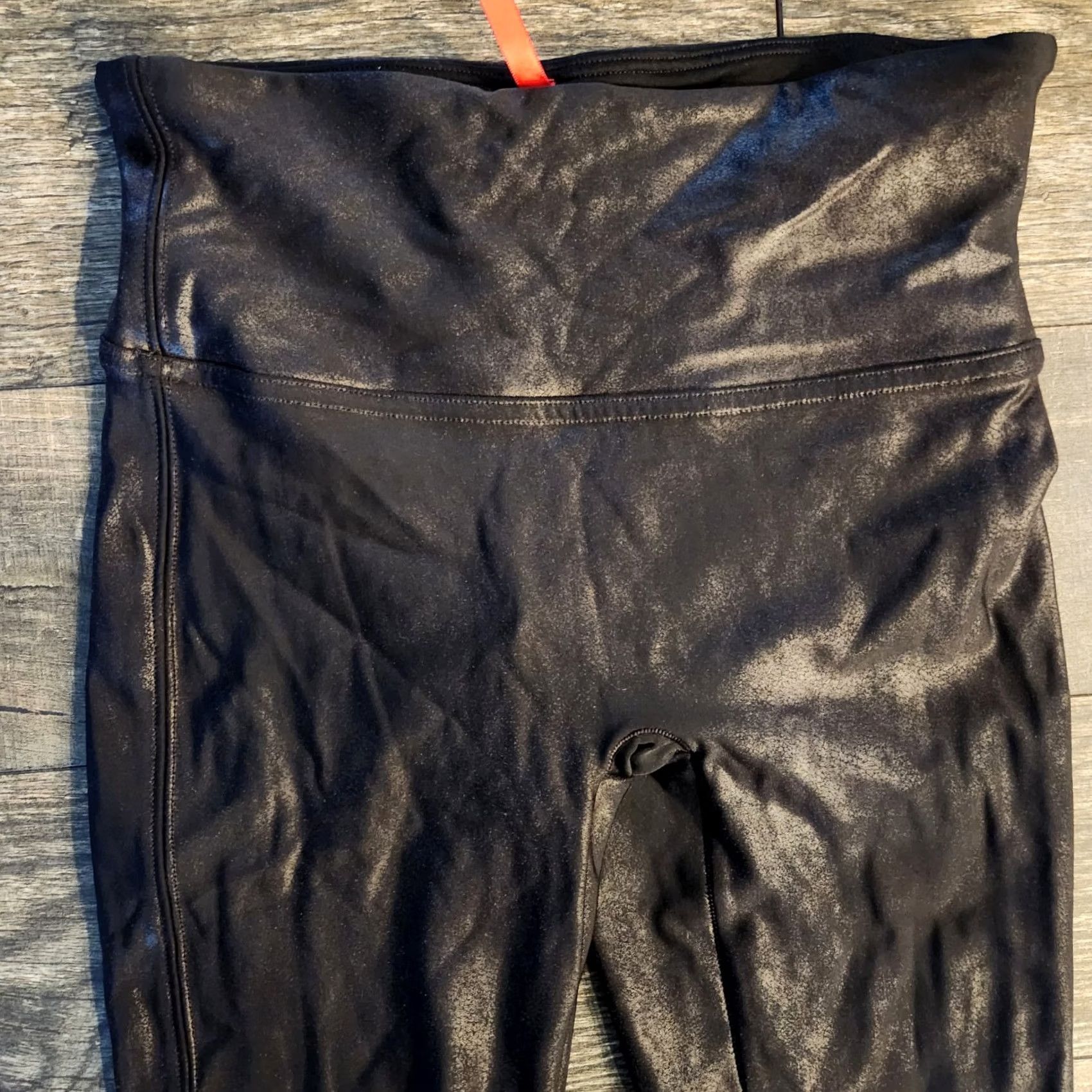 Spanx Spanx Red Label High Waist Faux Leather Leggings Small Black Sheen Shiny Size 28" / US 6 / IT 42 - 4 Thumbnail