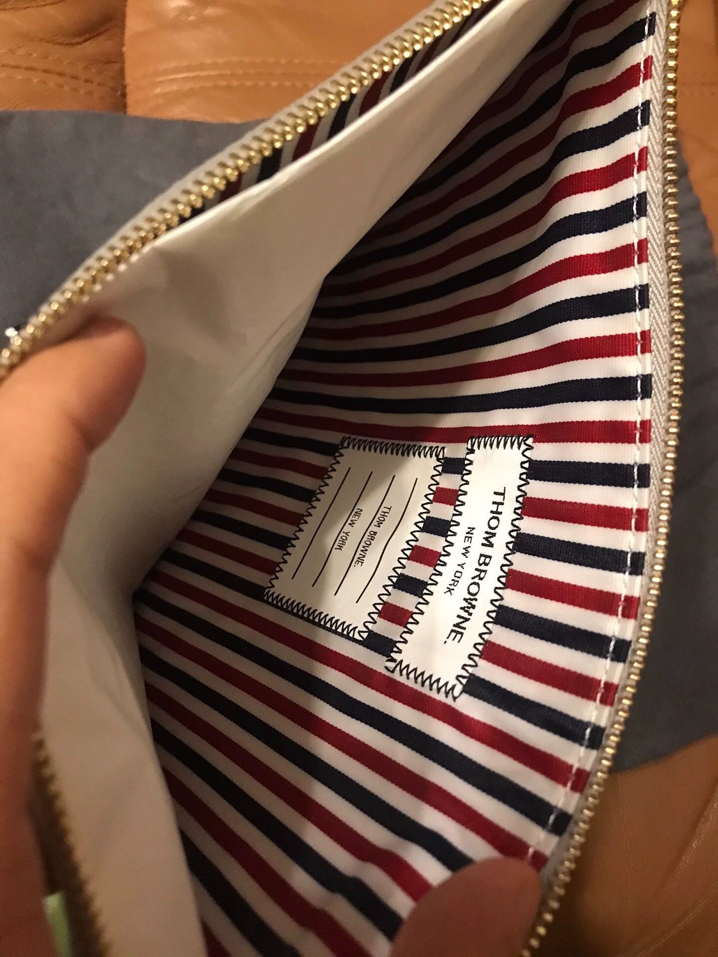 Thom Browne Thom Browne Gingham 4-bar Leather Clutch Size ONE SIZE - 4 Thumbnail