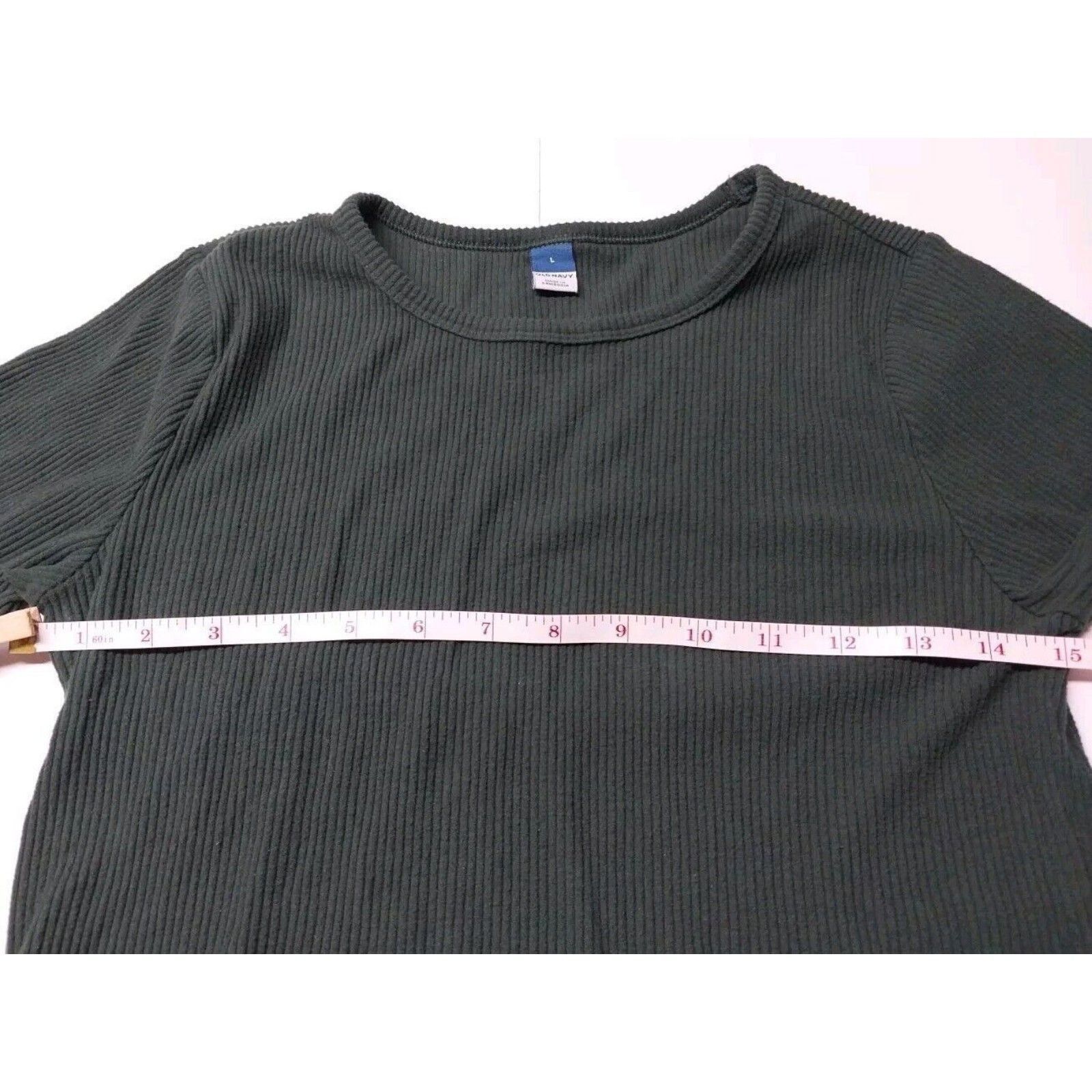 Old Navy Old Navy Ribbed Shirt Women Junior Large Dark Green Stretch Size L / US 10 / IT 46 - 7 Thumbnail