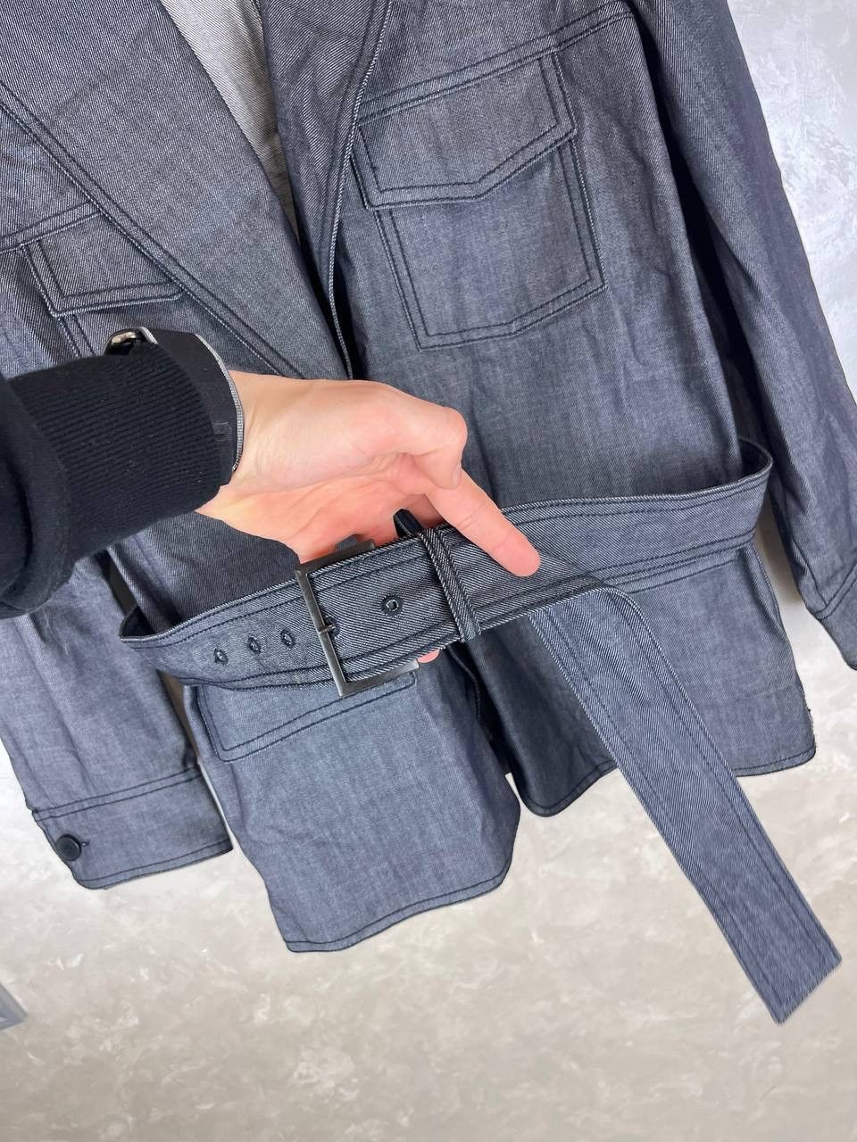 Gerard Darel Gerard Darel Cotton Belted Blazer Jacket Size 44 Gray France Size L / US 10 / IT 46 - 2 Thumbnail