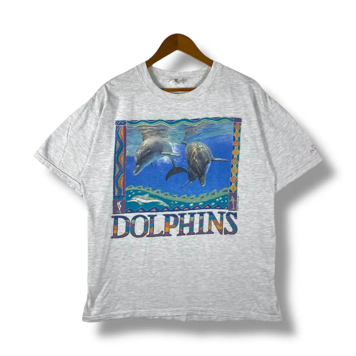 Vintage Vintage 90's DOLPHINS By Laura Pike Graphic Art Tee Shirt Size US L / EU 52-54 / 3 - 1 Thumbnail