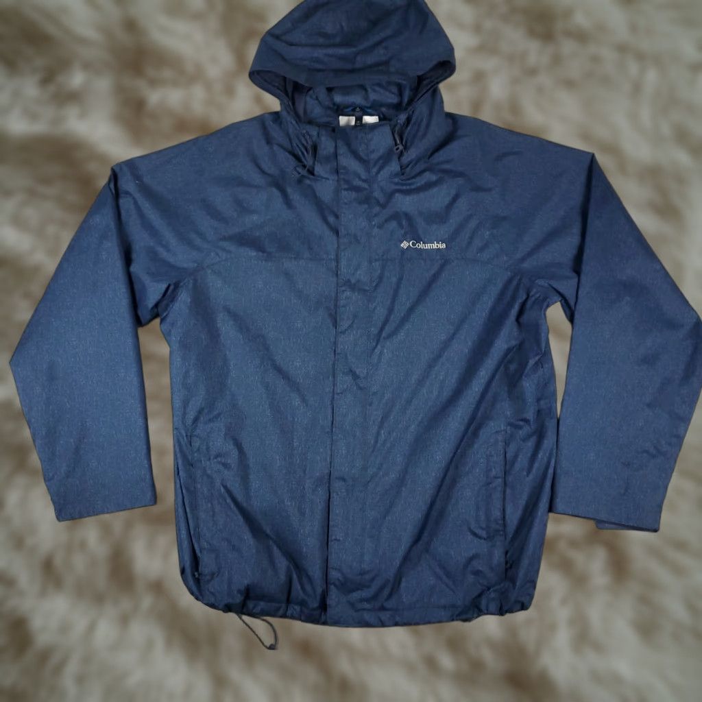 Vintage Columbia Jacket Mens XL Blue Full Zip Windbreaker Hooded Pockets Regular Fit Outdoor Activewear (Short) Men Size US XL / EU 56 / 4 - 1 Thumbnail