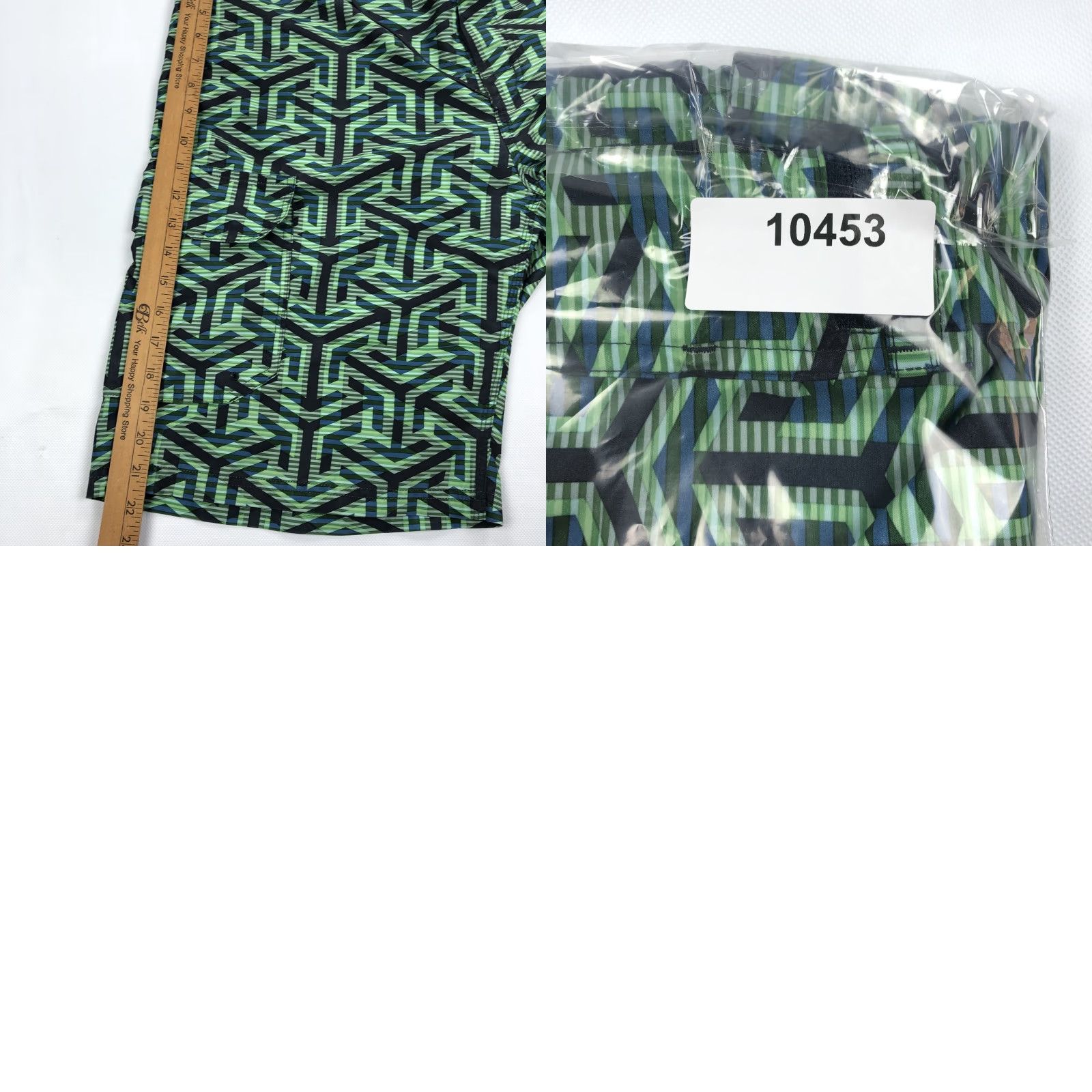 Vintage SIMMS Men's 36 Green Black Blue Geo Greca Board Shorts Swim Trunks Size US 36 / EU 52 - 8 Thumbnail