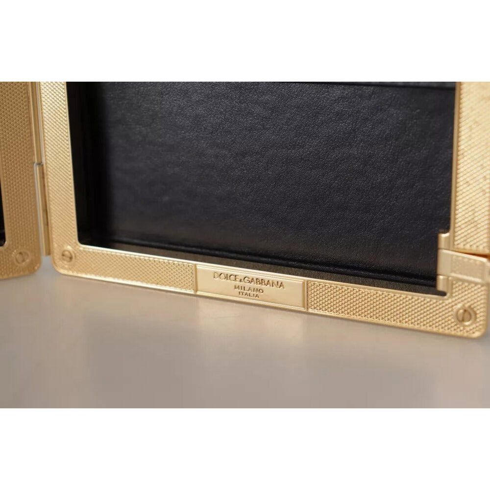 Dolce & Gabbana Dolce & Gabbana Black Silk Gold Frame Clutch Evening Party P Size ONE SIZE - 7 Thumbnail