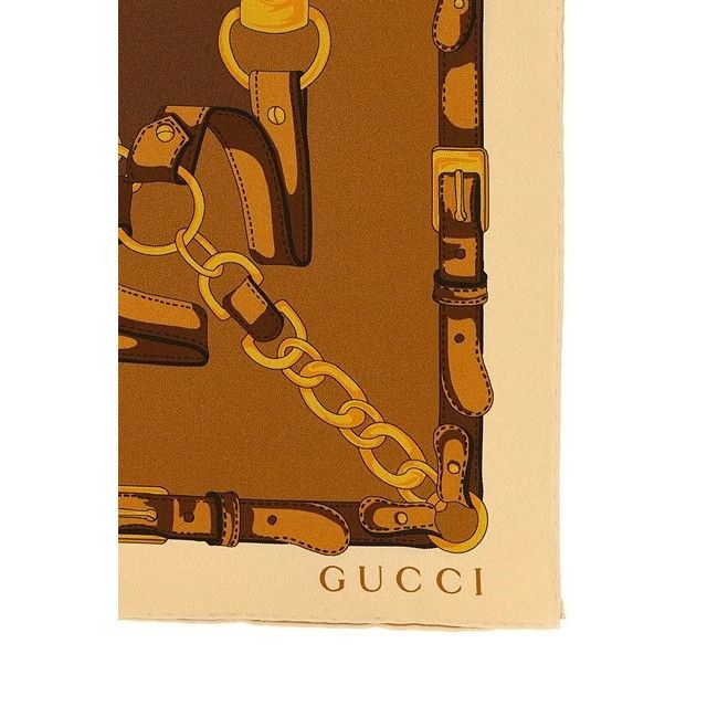Gucci GUCCI Brown Silk Scarf New & Authentic Size ONE SIZE - 2 Thumbnail
