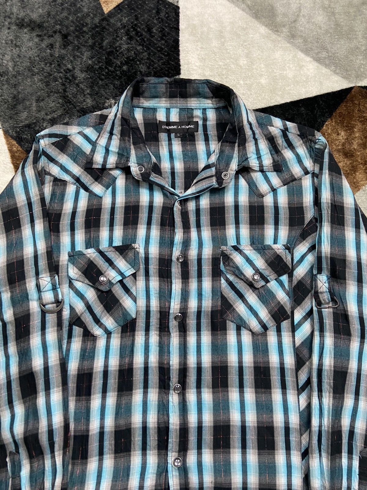 Japanese Brand 2000s D'Homme A Homme Shadowplaid Grunge Size US L / EU 52-54 / 3 - 4 Thumbnail