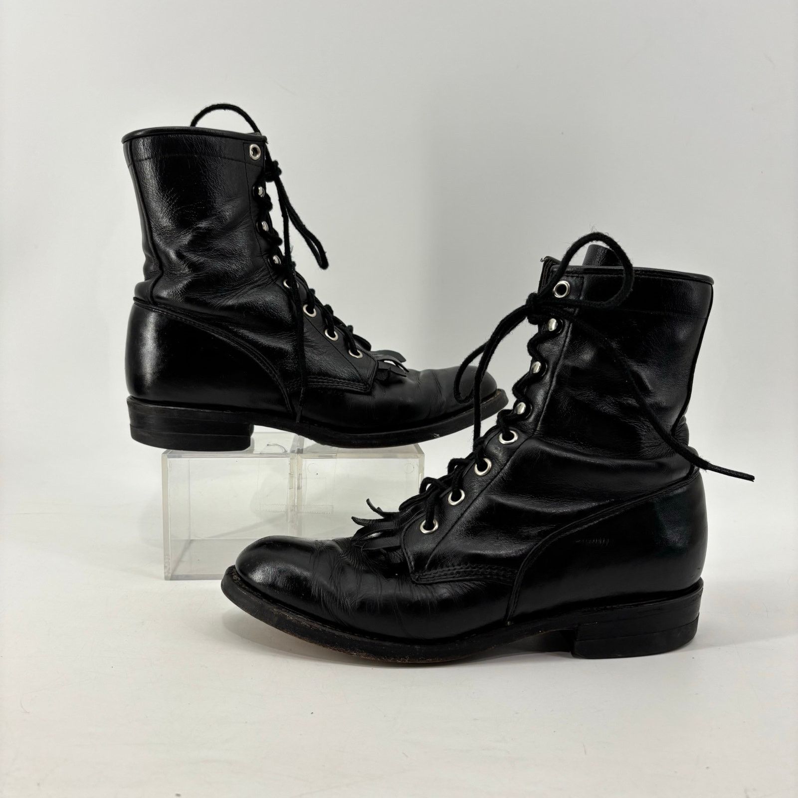 Justin Boots Justin Womens Size 5.5 Boots USA Black Leather Western Roper Size US 5.5 / IT 35.5 - 6 Thumbnail