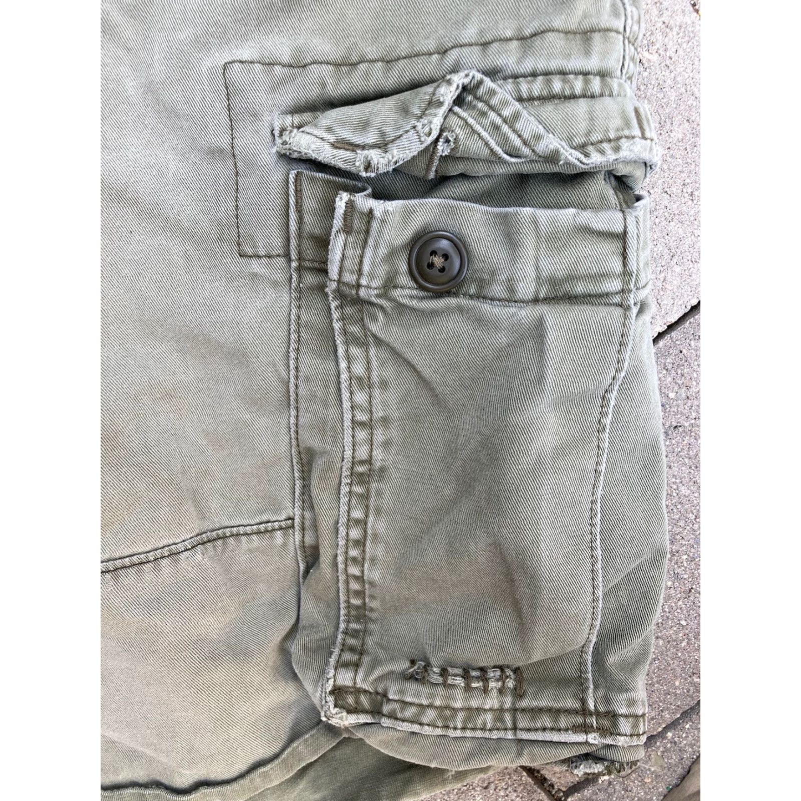 Abercrombie & Fitch VINTAGE Abercrombie & Fitch Cargo Shorts 33 Green Cotton Blend 90s Fatigue Pockets Zip Hike Casual Mens Size US 33 - 4 Thumbnail